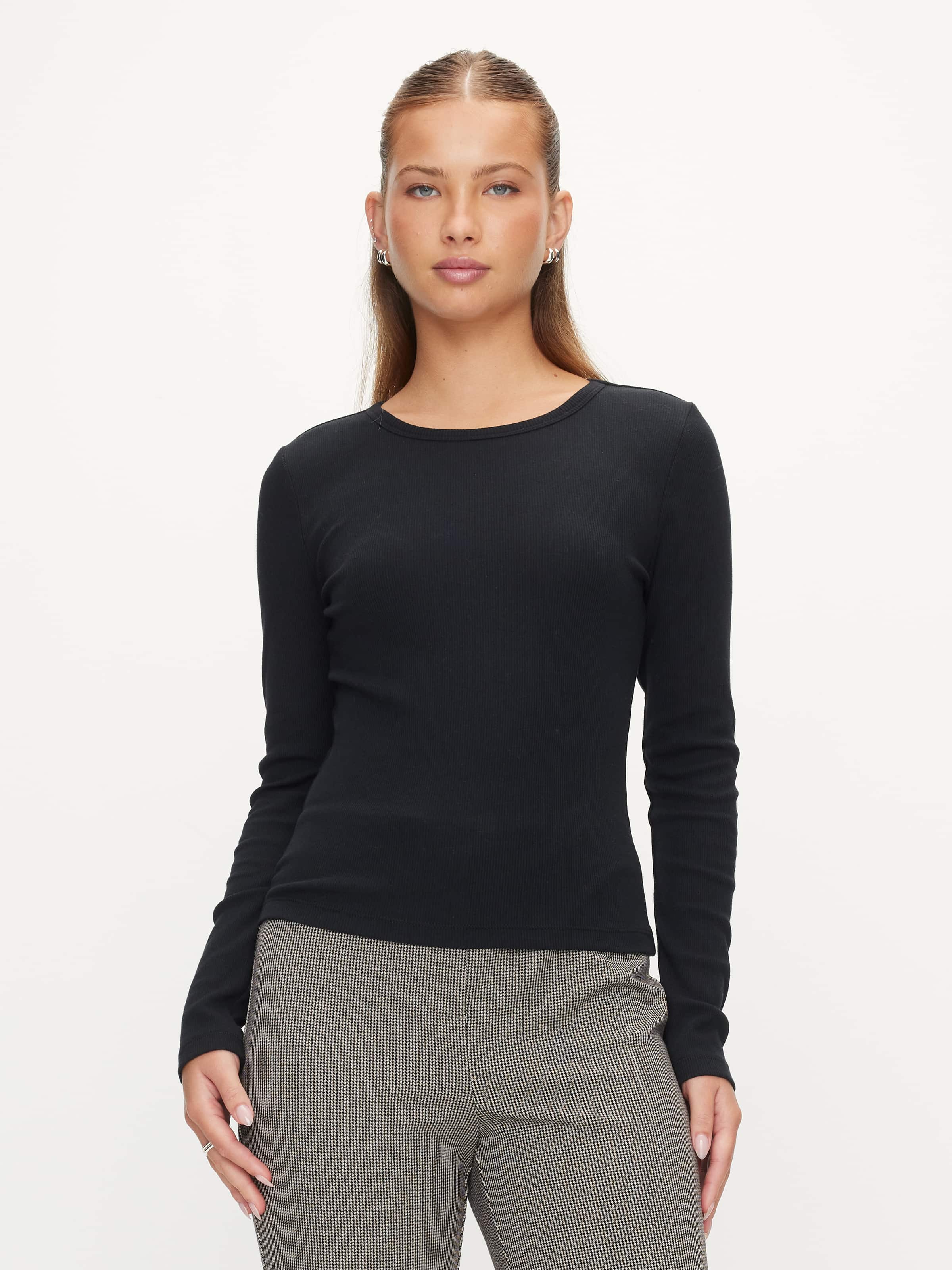Cotton Rib Long Sleeve Top
