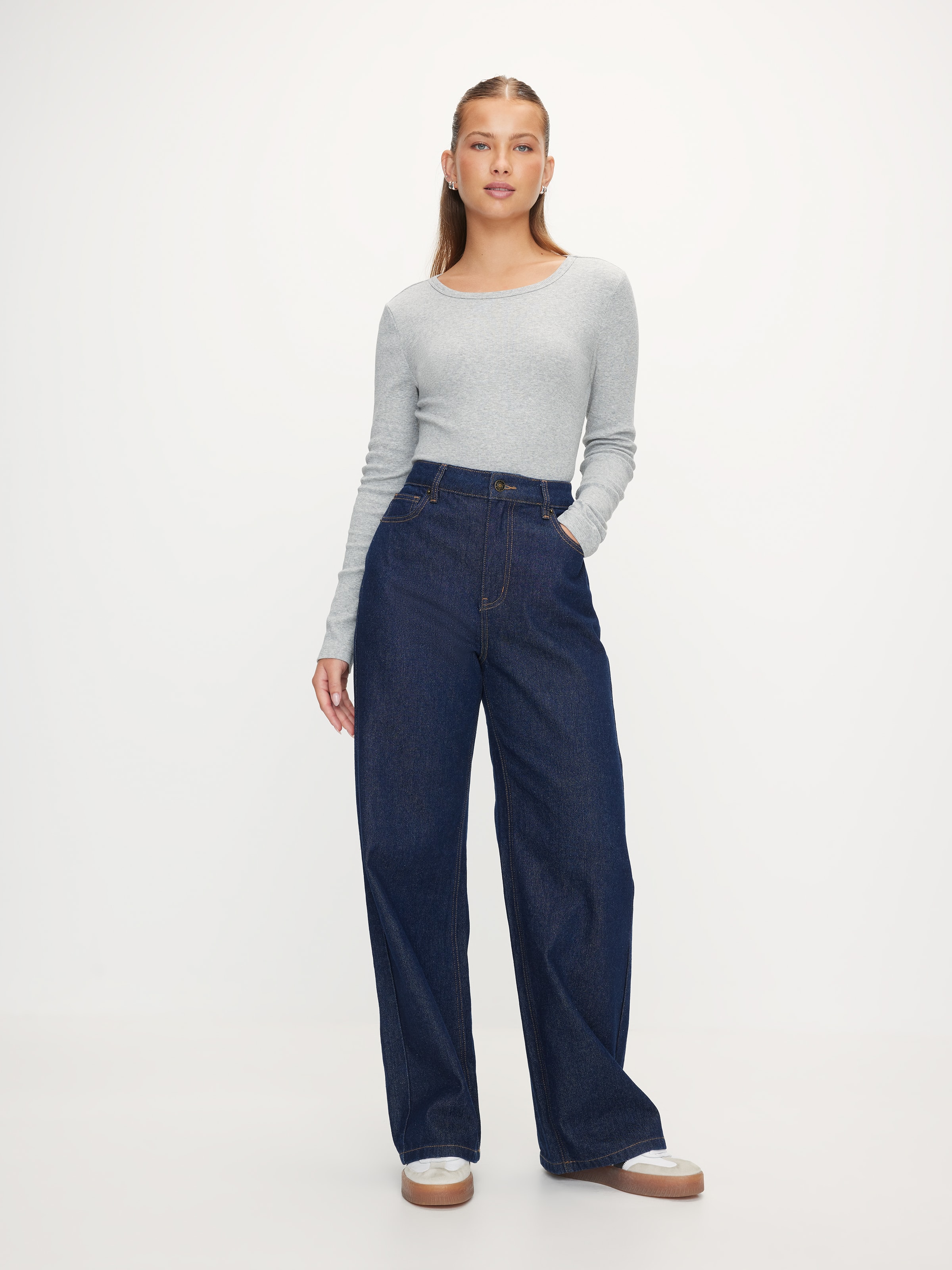 Cotton Rib Long Sleeve Top