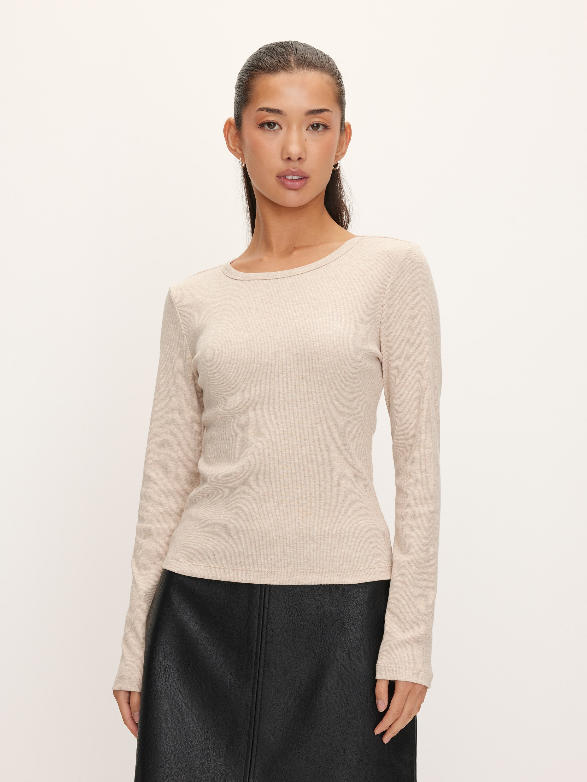 Cotton Rib Long Sleeve Top