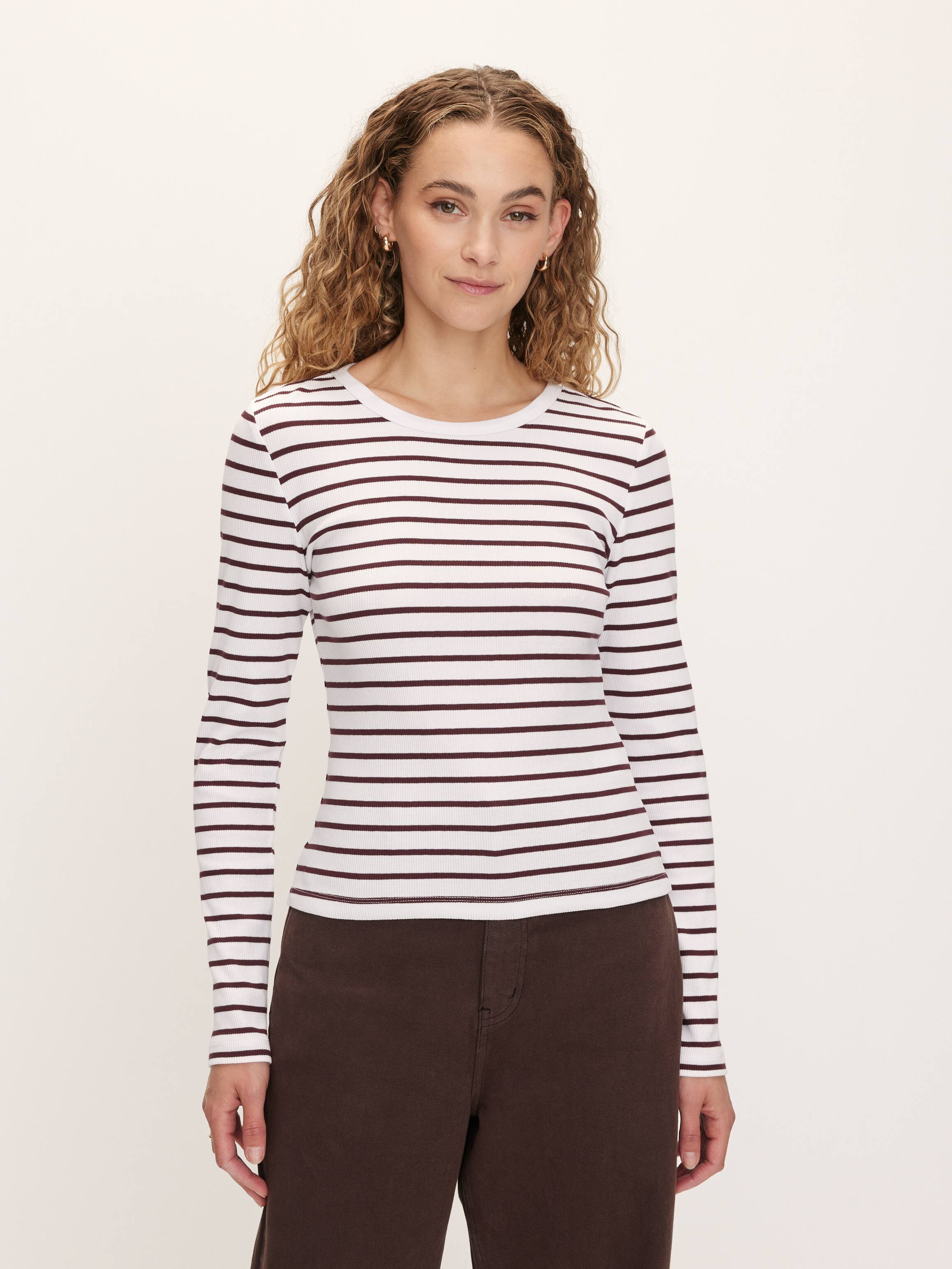 Cotton Rib Long Sleeve Top