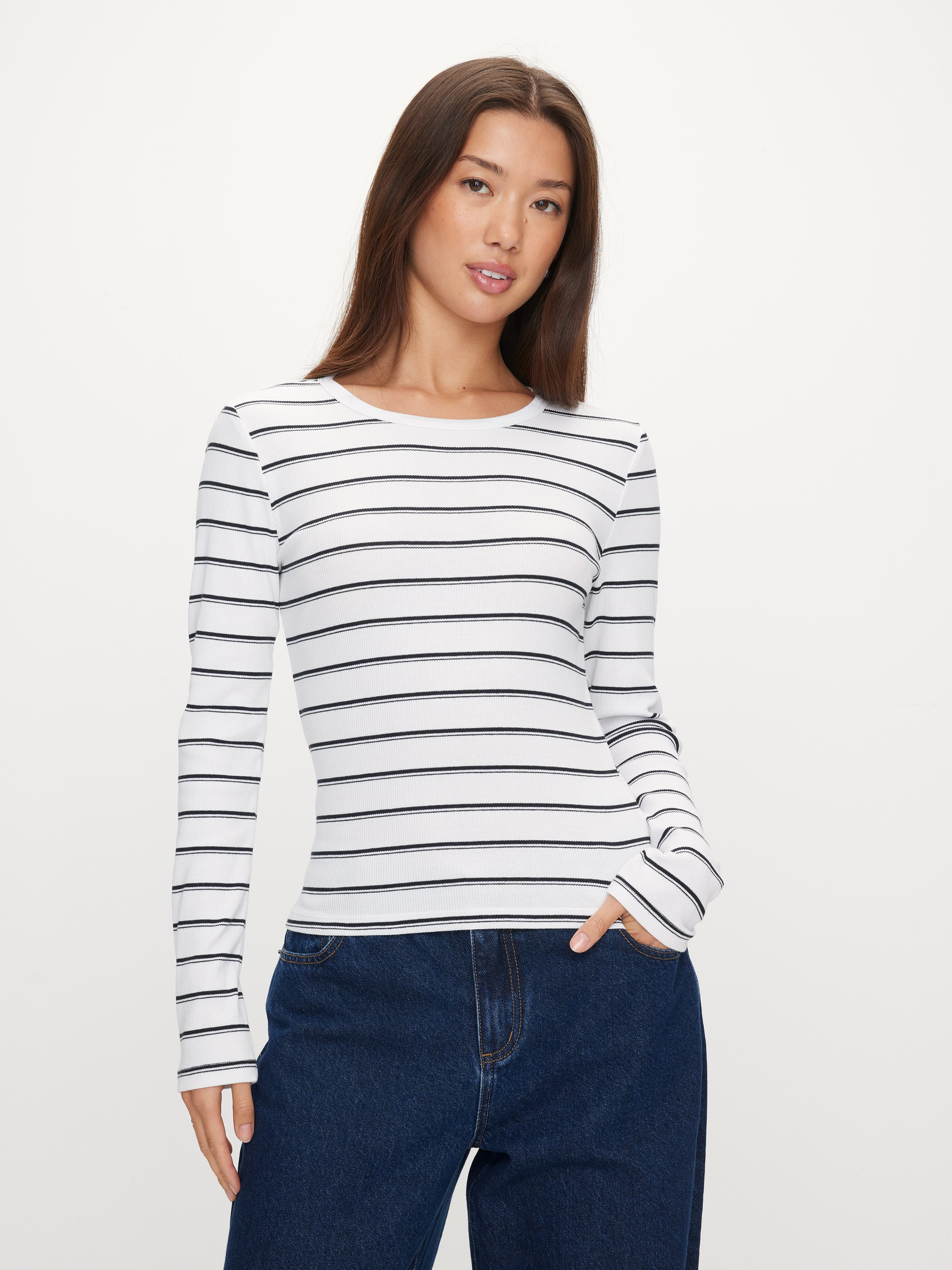 Cotton Rib Long Sleeve Top