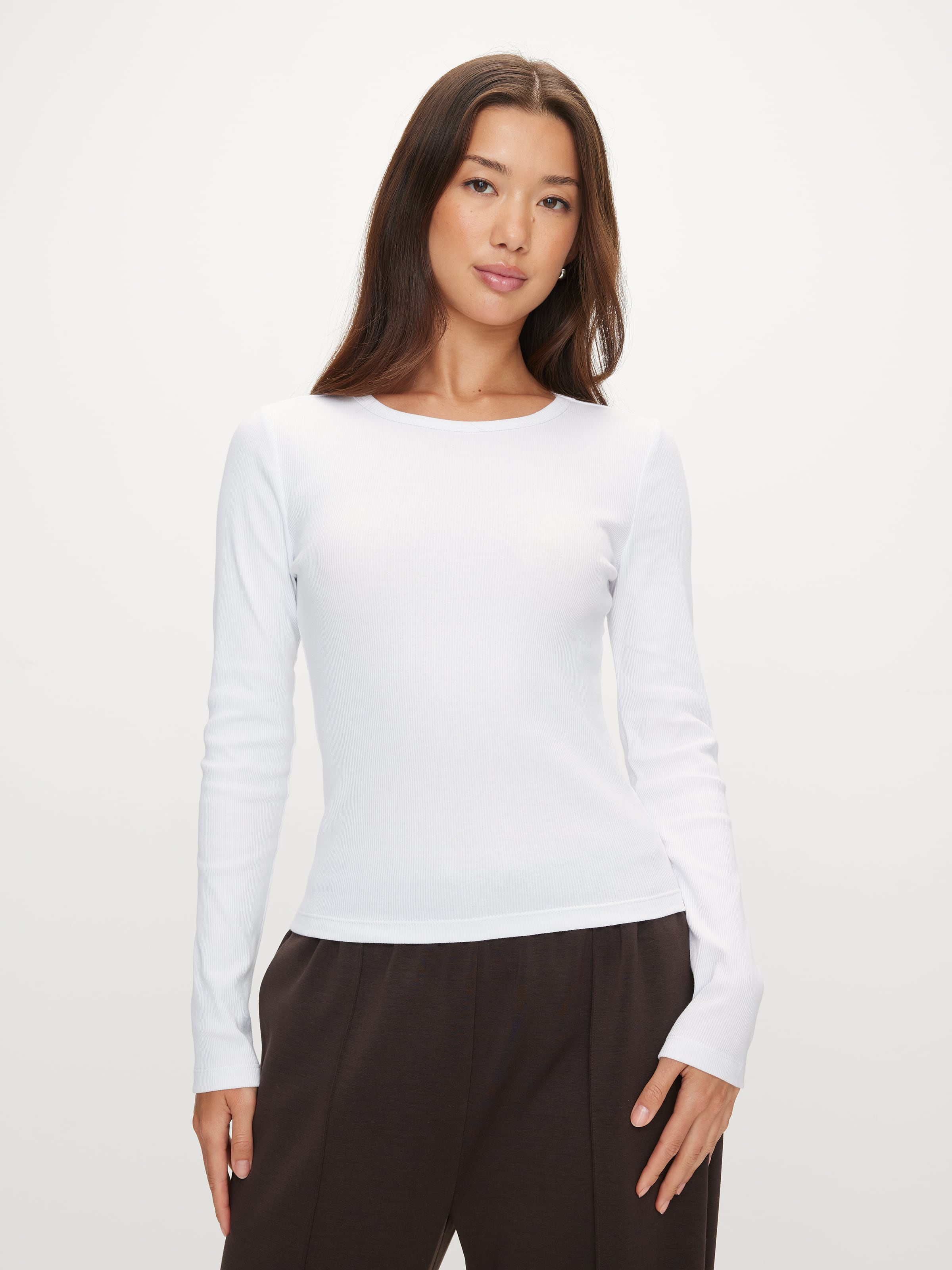 Cotton Rib Long Sleeve Top