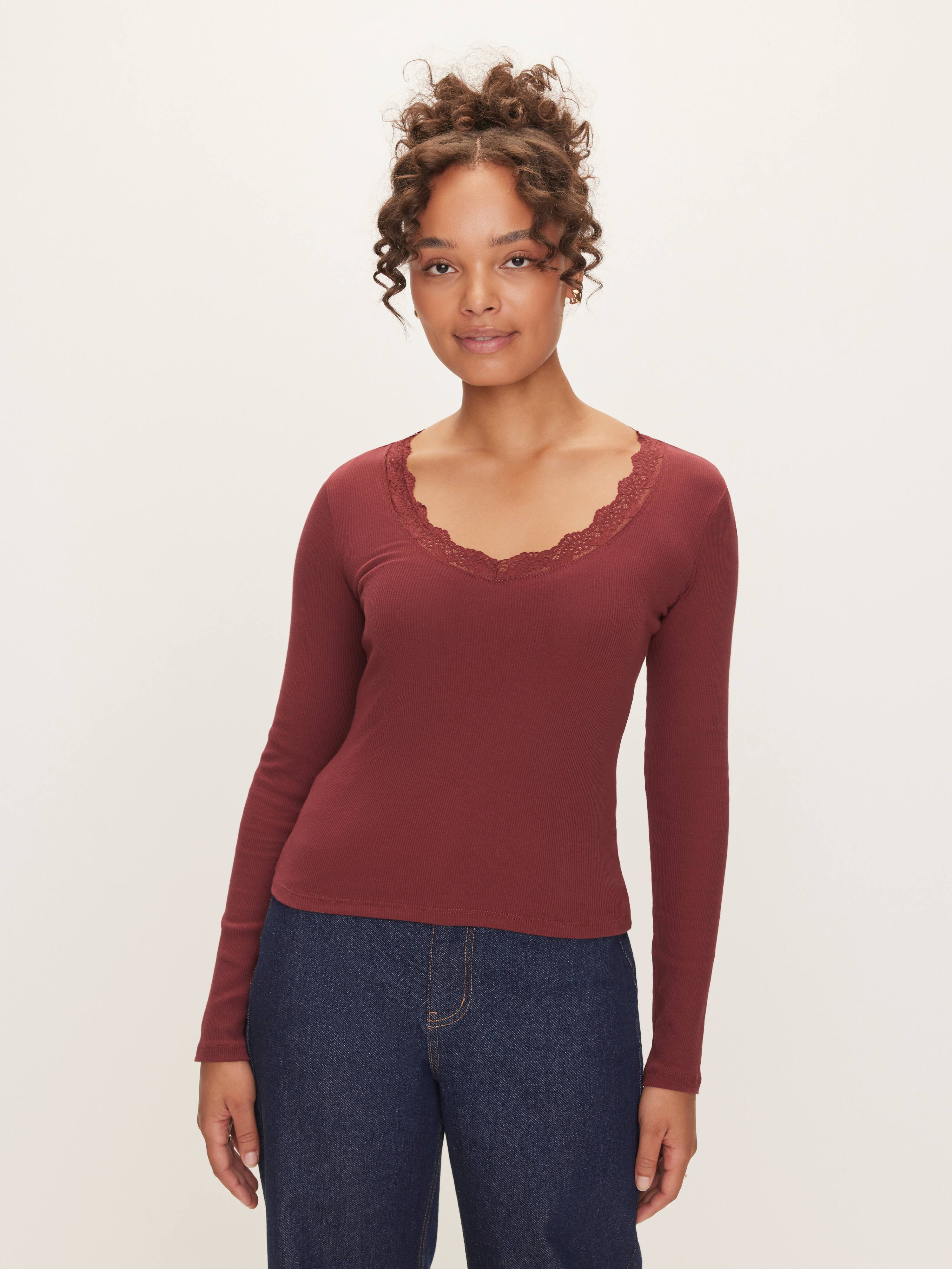 Gigi Lace V-Neck Long Sleeve Top