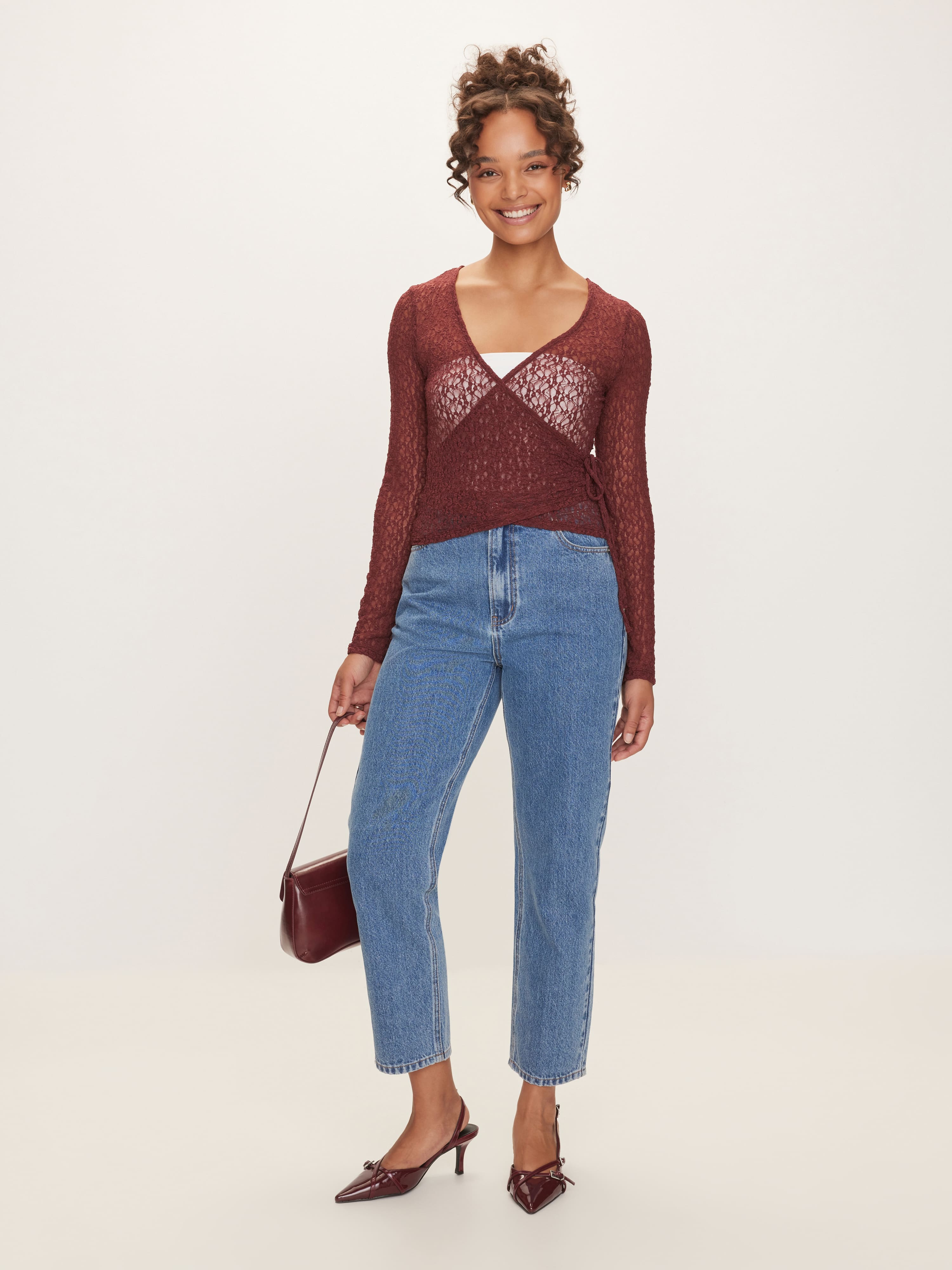 Dakota Lace Wrap Long Sleeve Top