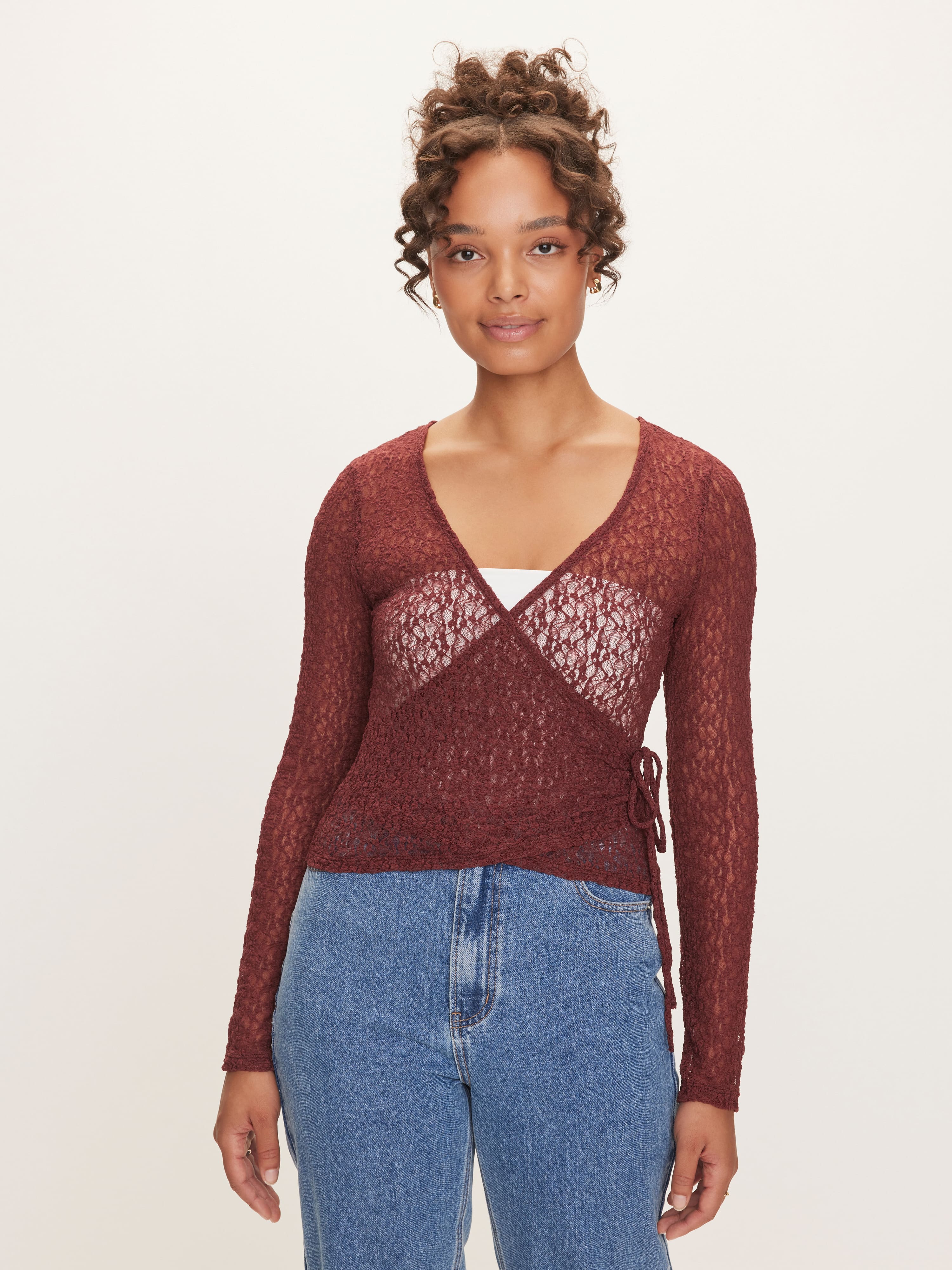 Dakota Lace Wrap Long Sleeve Top