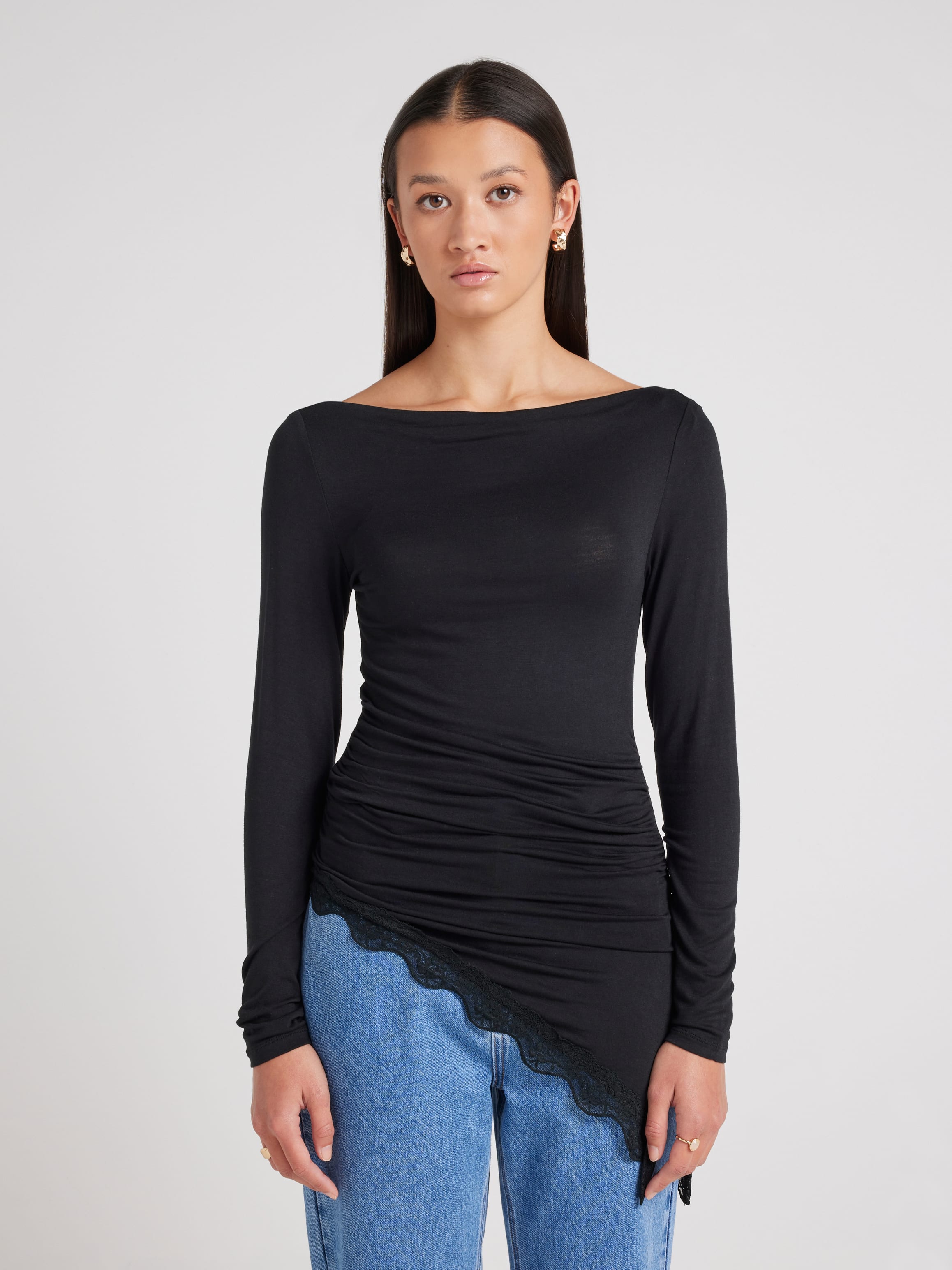Hanna Long Sleeve Lace Insert Top
