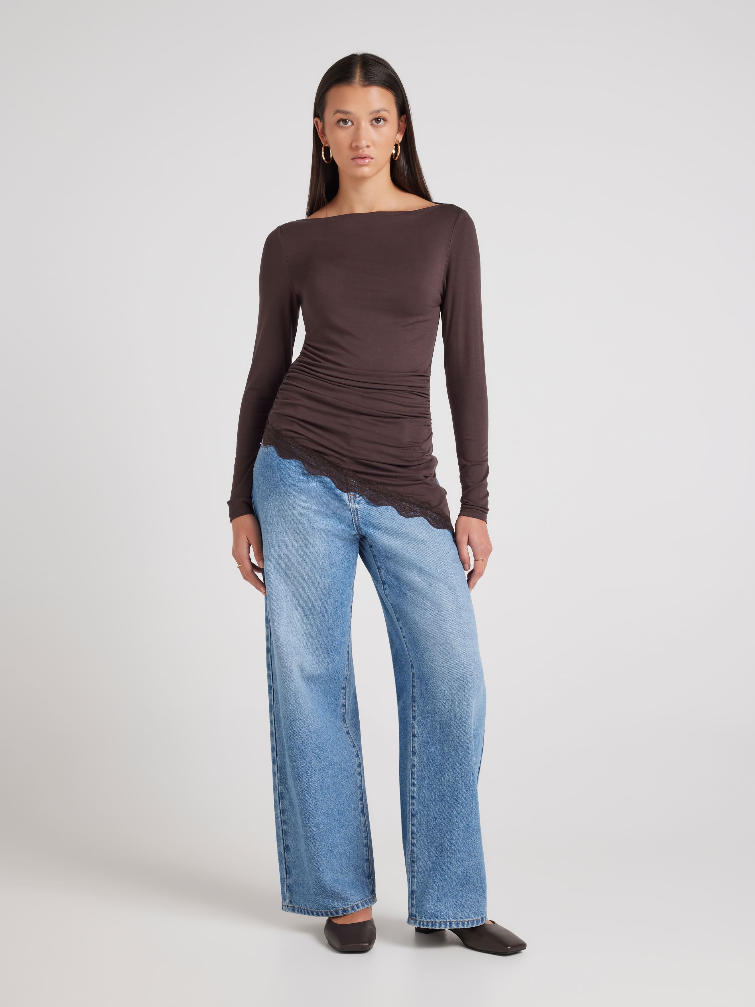 Hanna Long Sleeve Lace Insert Top