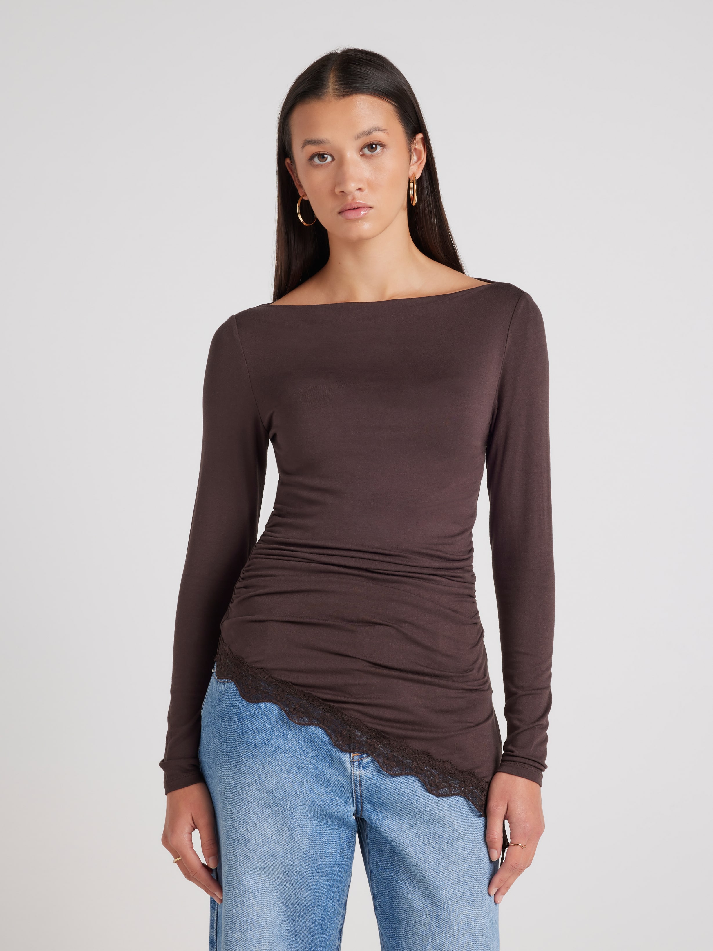 Hanna Long Sleeve Lace Insert Top