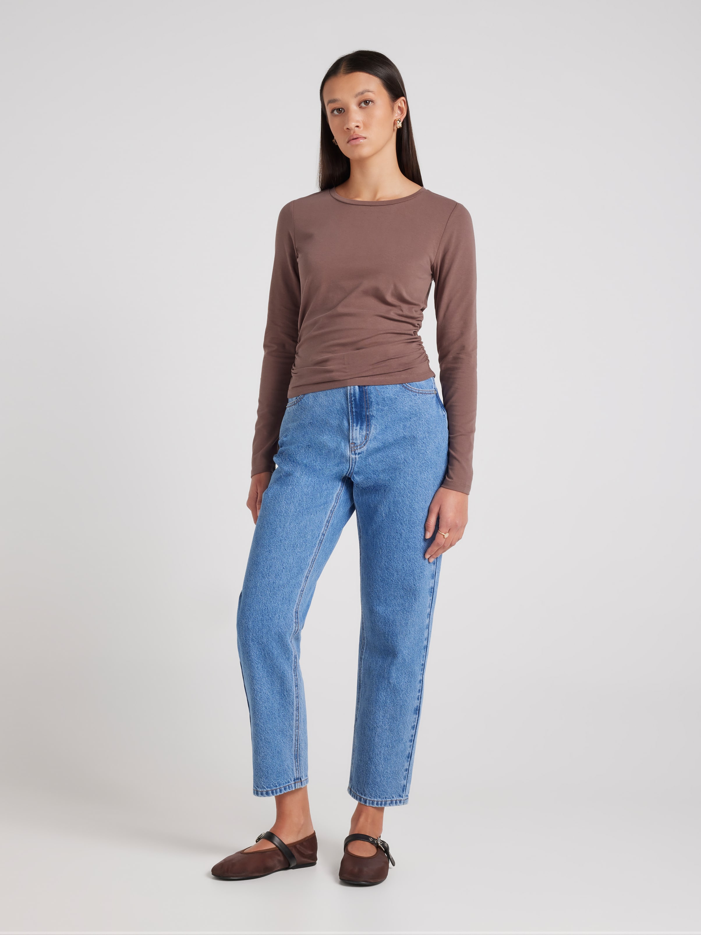 Crop Rouched Long Sleeve Top