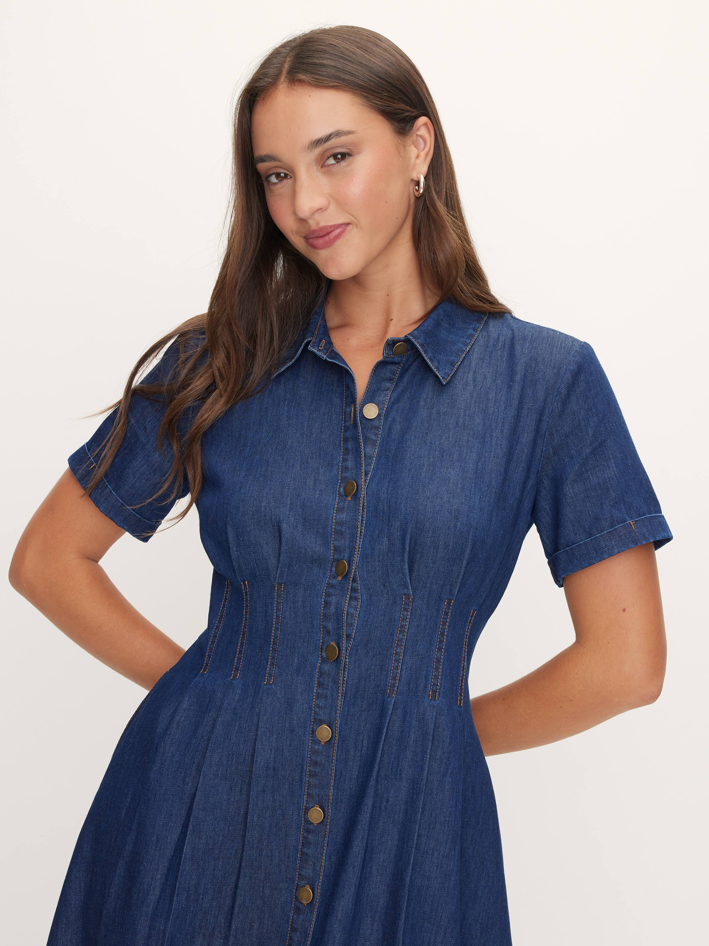 Crystal Denim Midi Dress