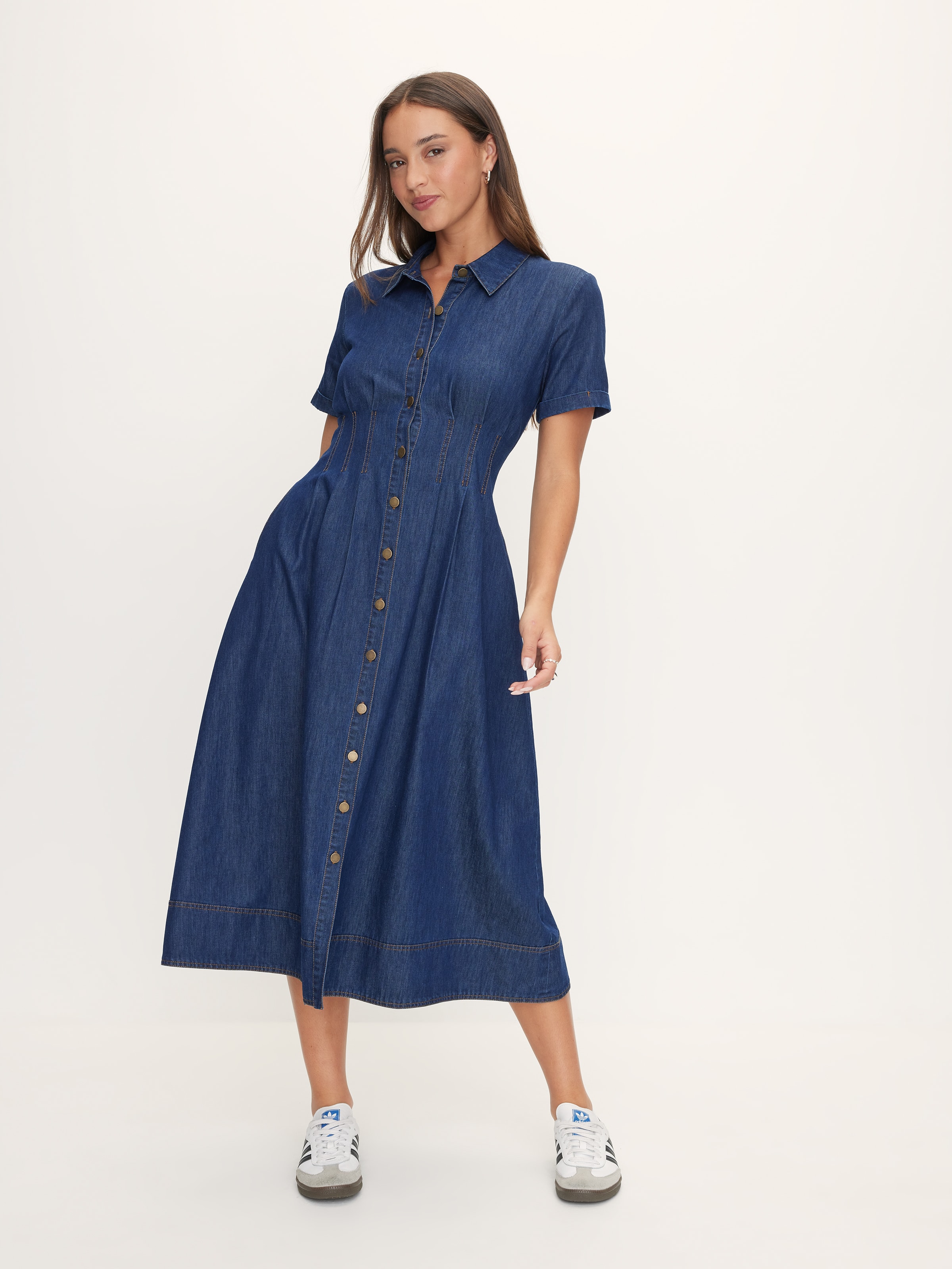 Crystal Denim Midi Dress