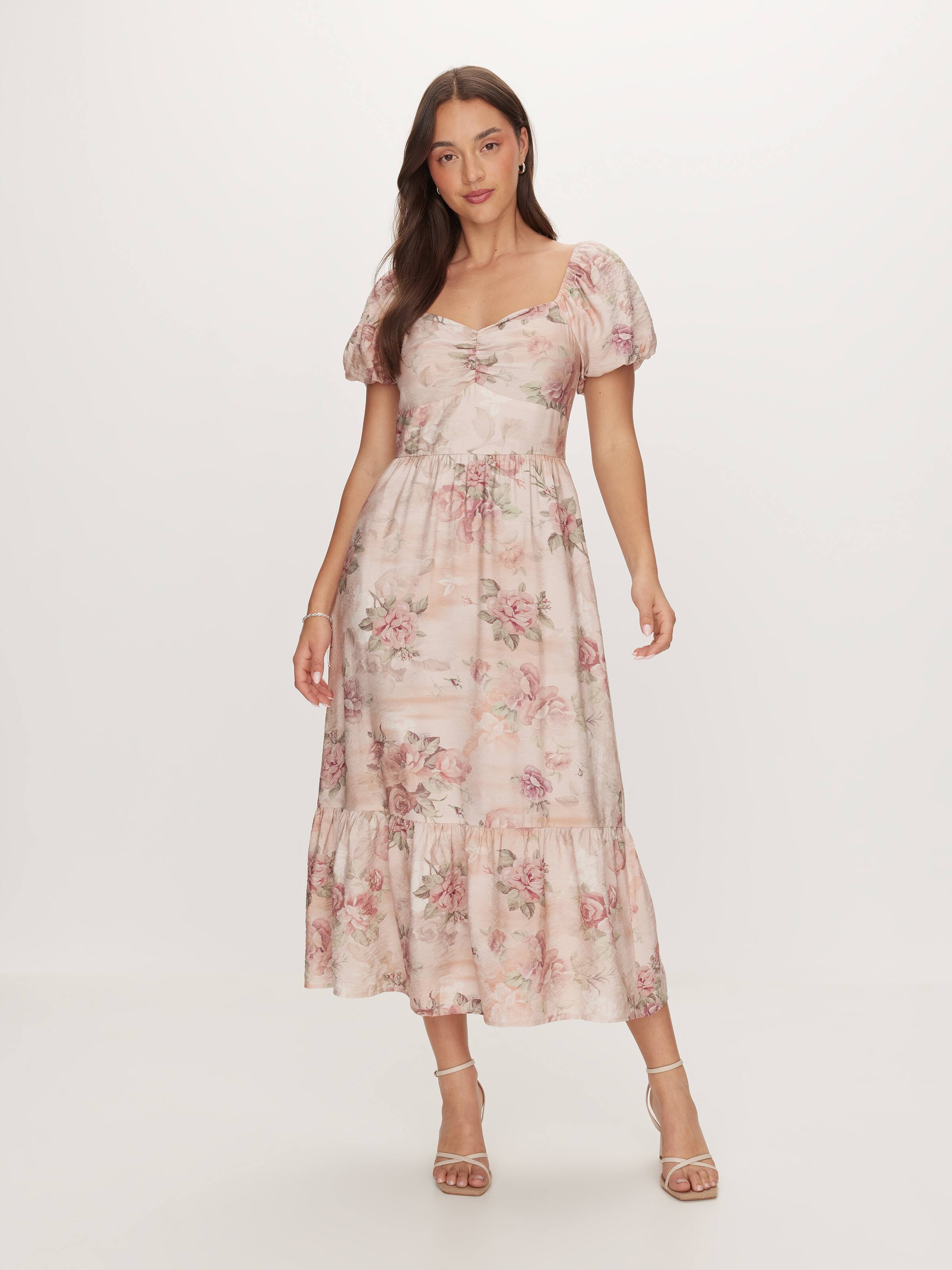Puff Sleeve Midi Dress