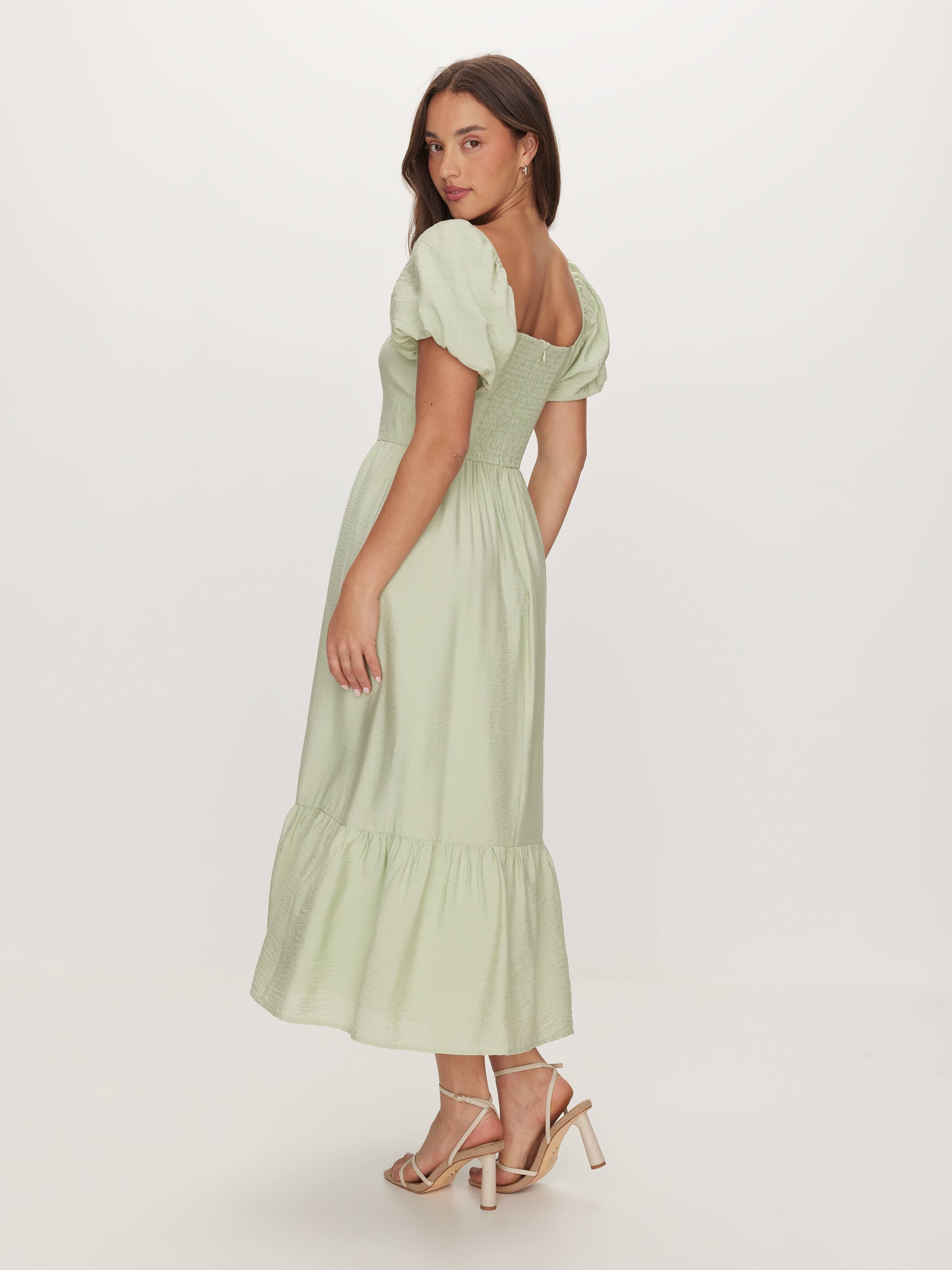 Puff Sleeve Midi Dress