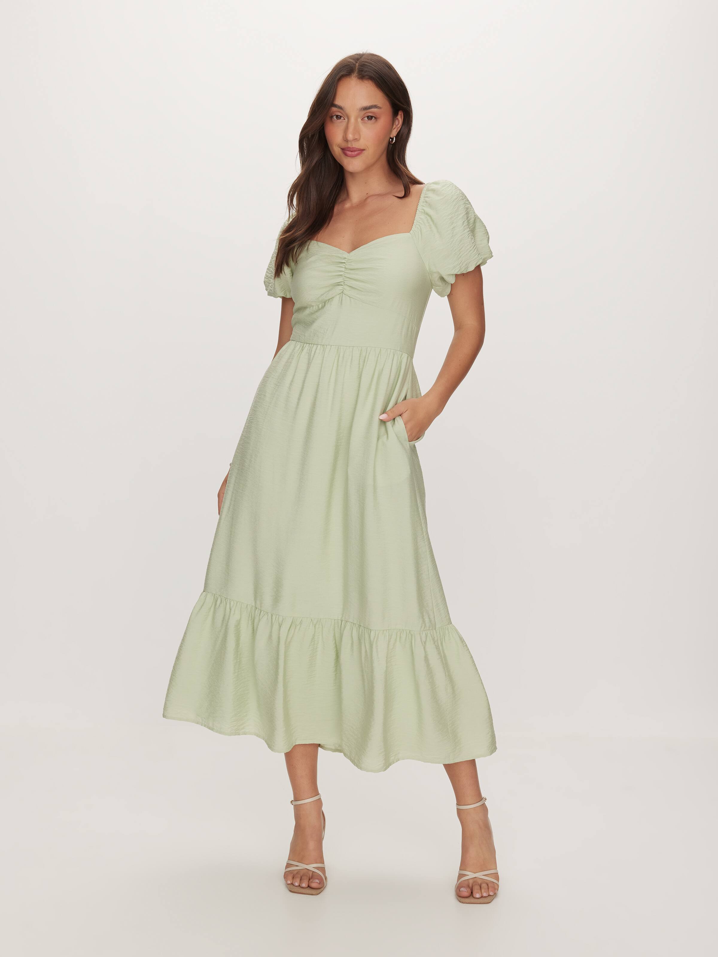 Puff Sleeve Midi Dress