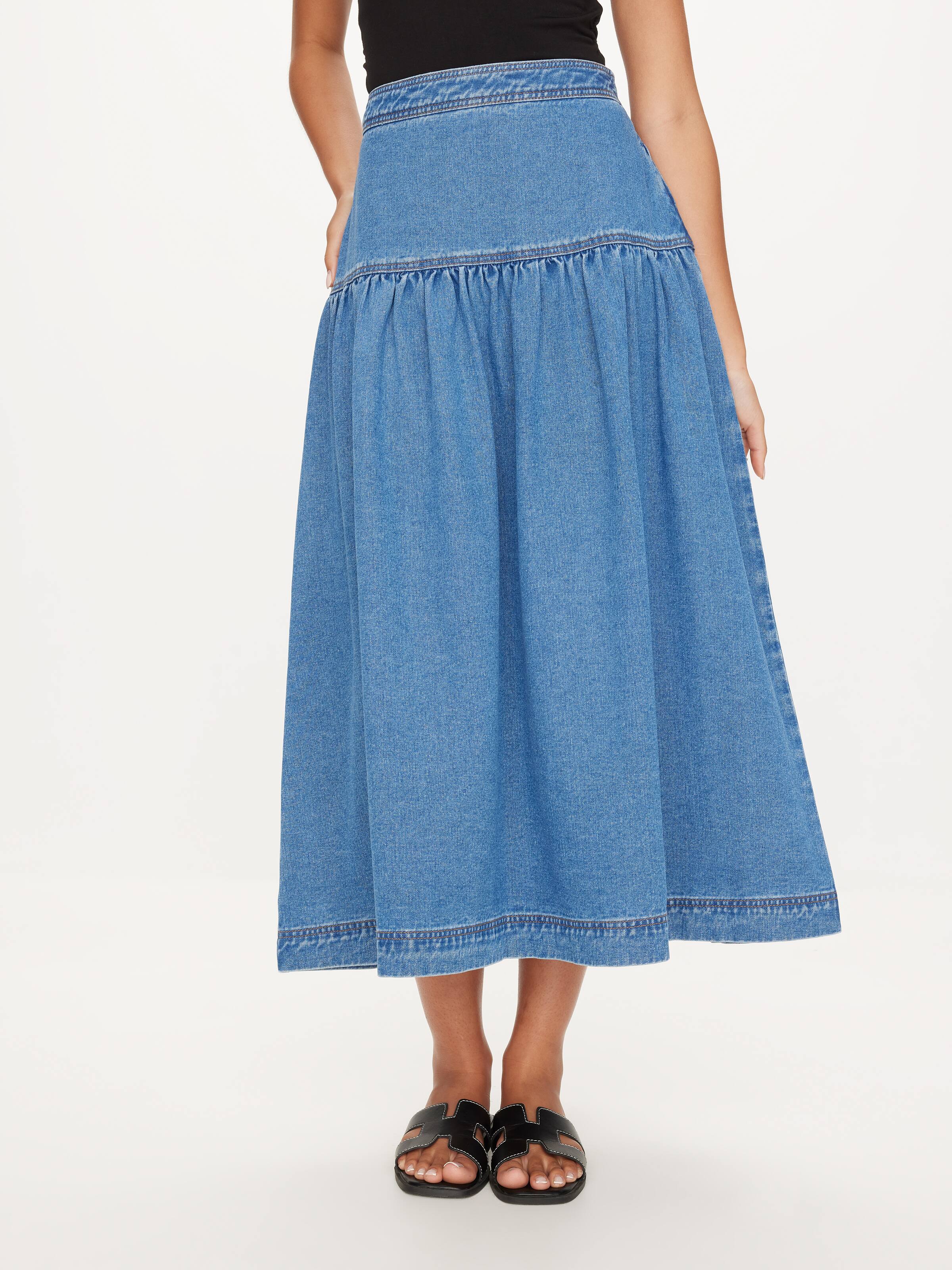 Paris Denim Midi Skirt