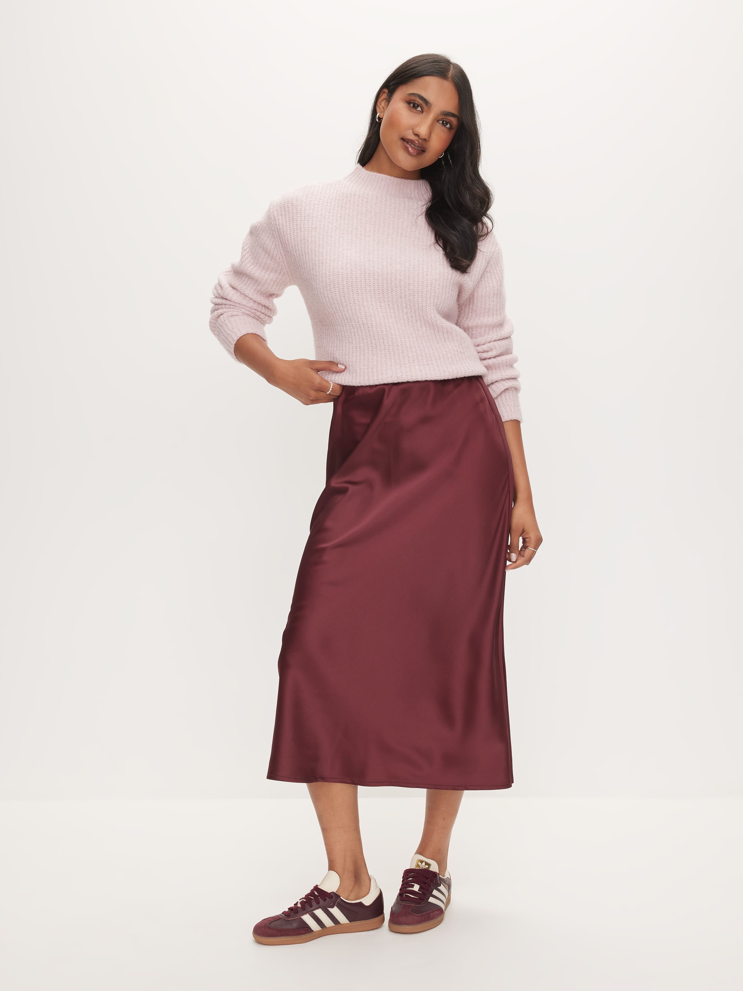 Alessandra Satin Midi Skirt