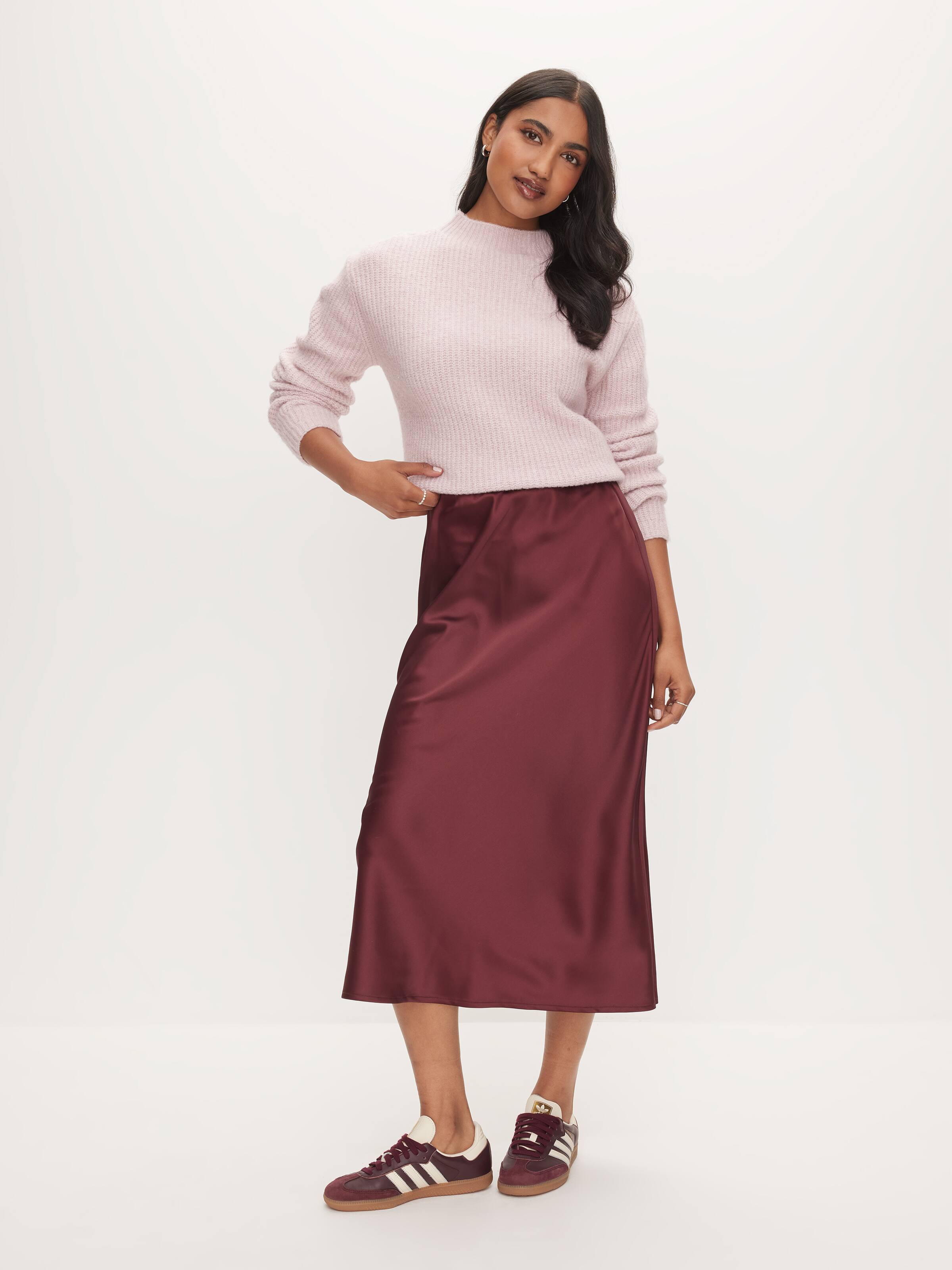 Alessandra Satin Midi Skirt