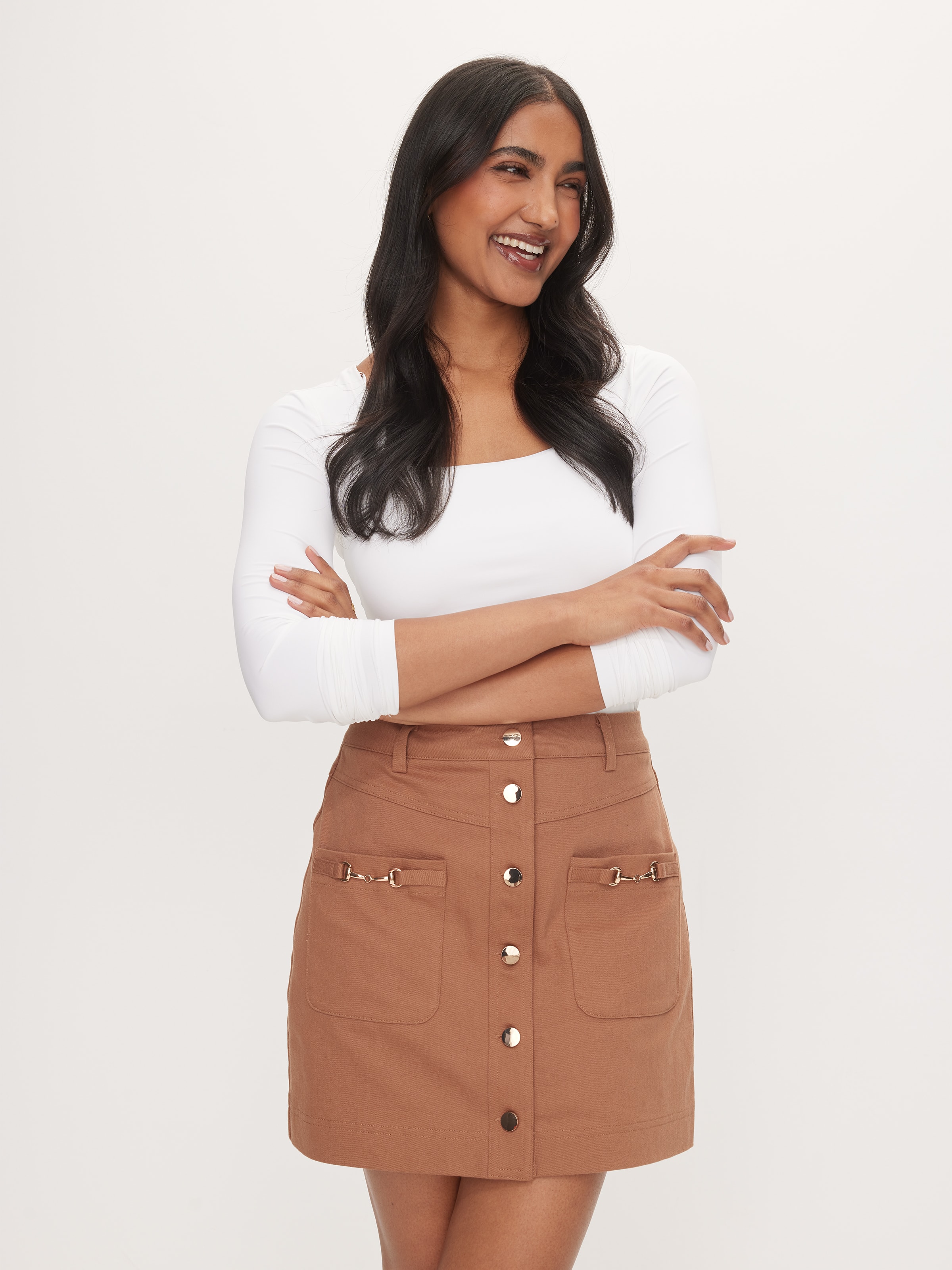 Irene Saddle Trim Mini Skirt