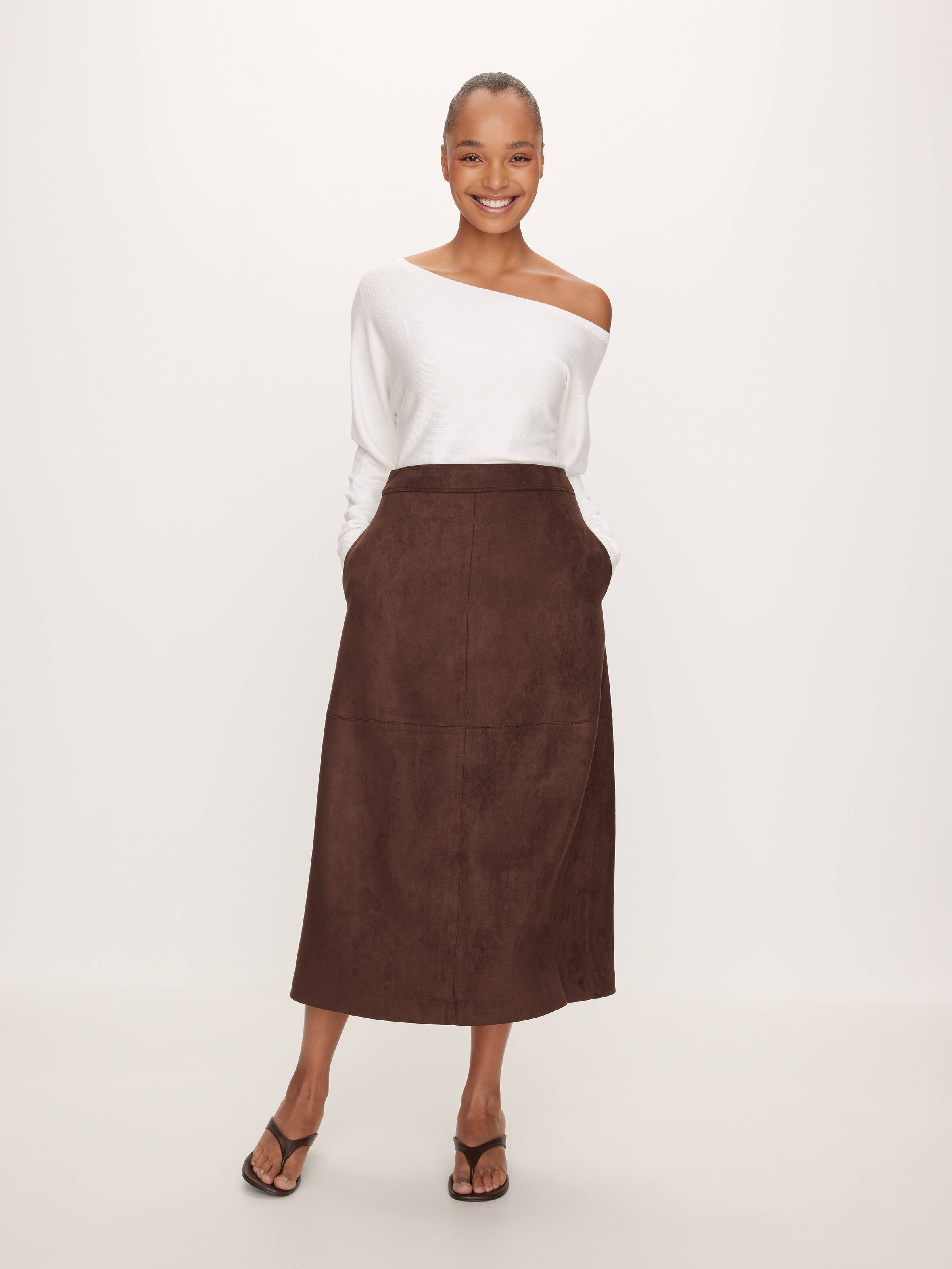 Callie Suede Midi Skirt
