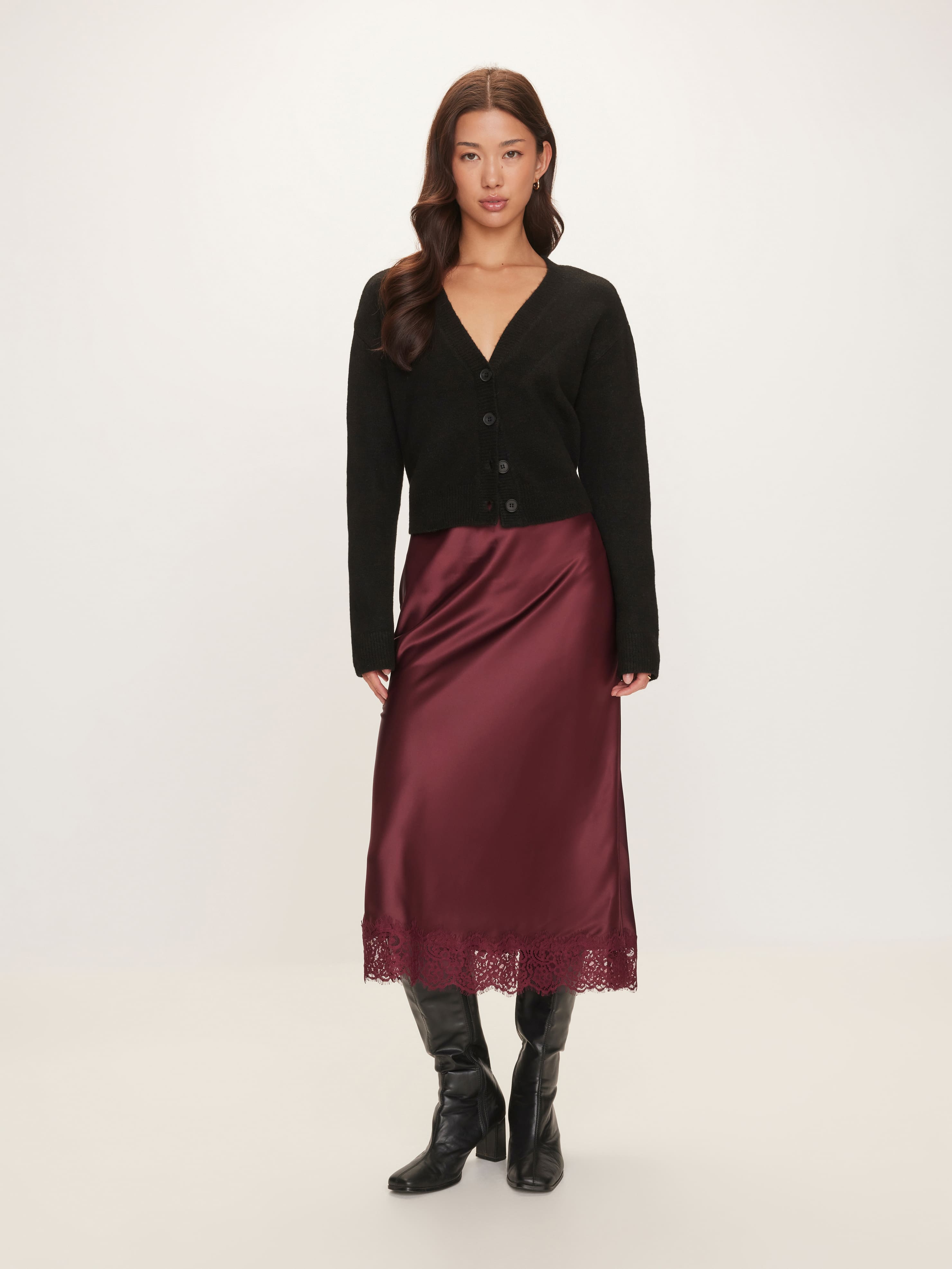Louisa A-Line Satin Skirt