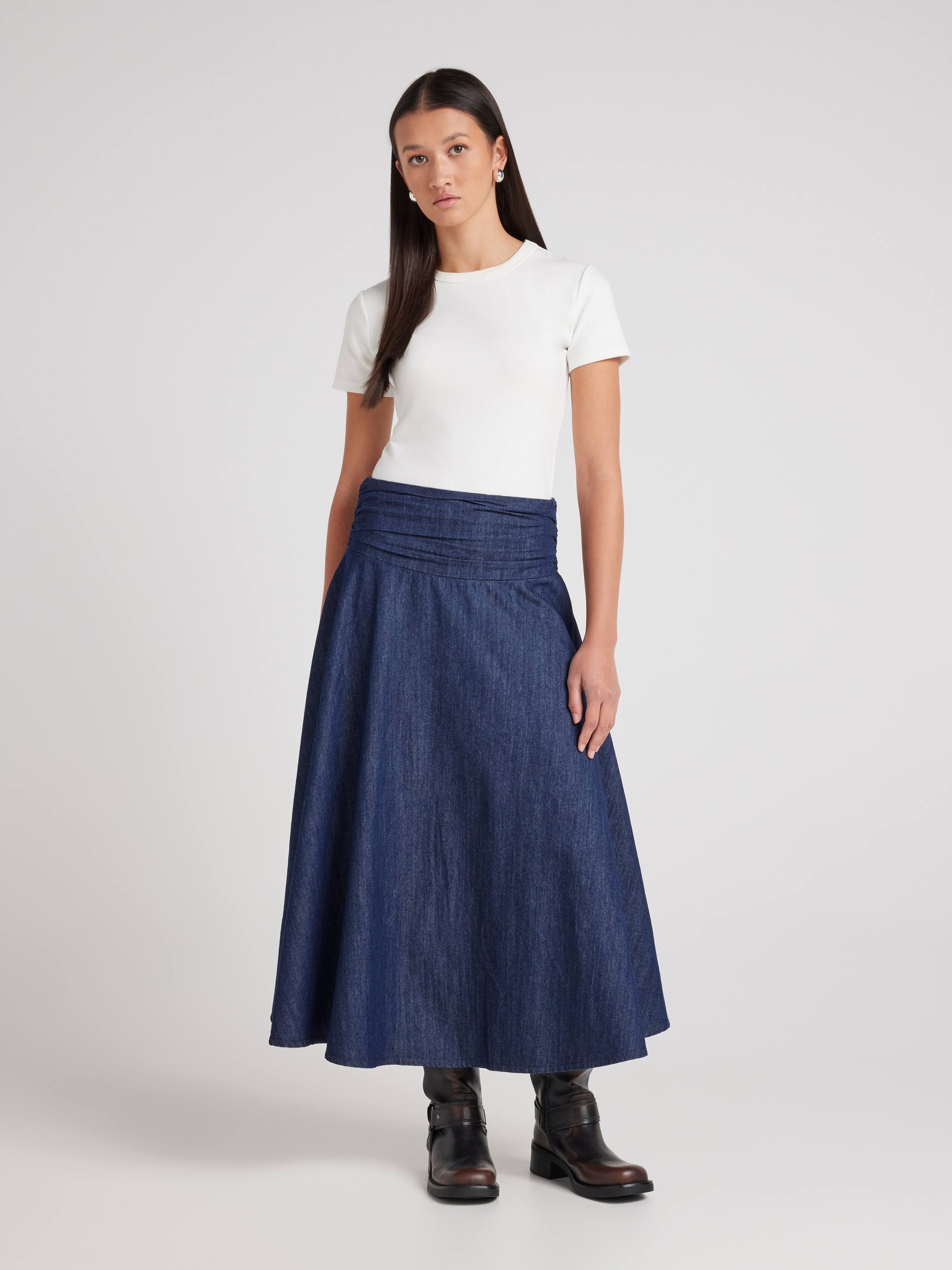 Emily Rchd Denim Midi Skirt