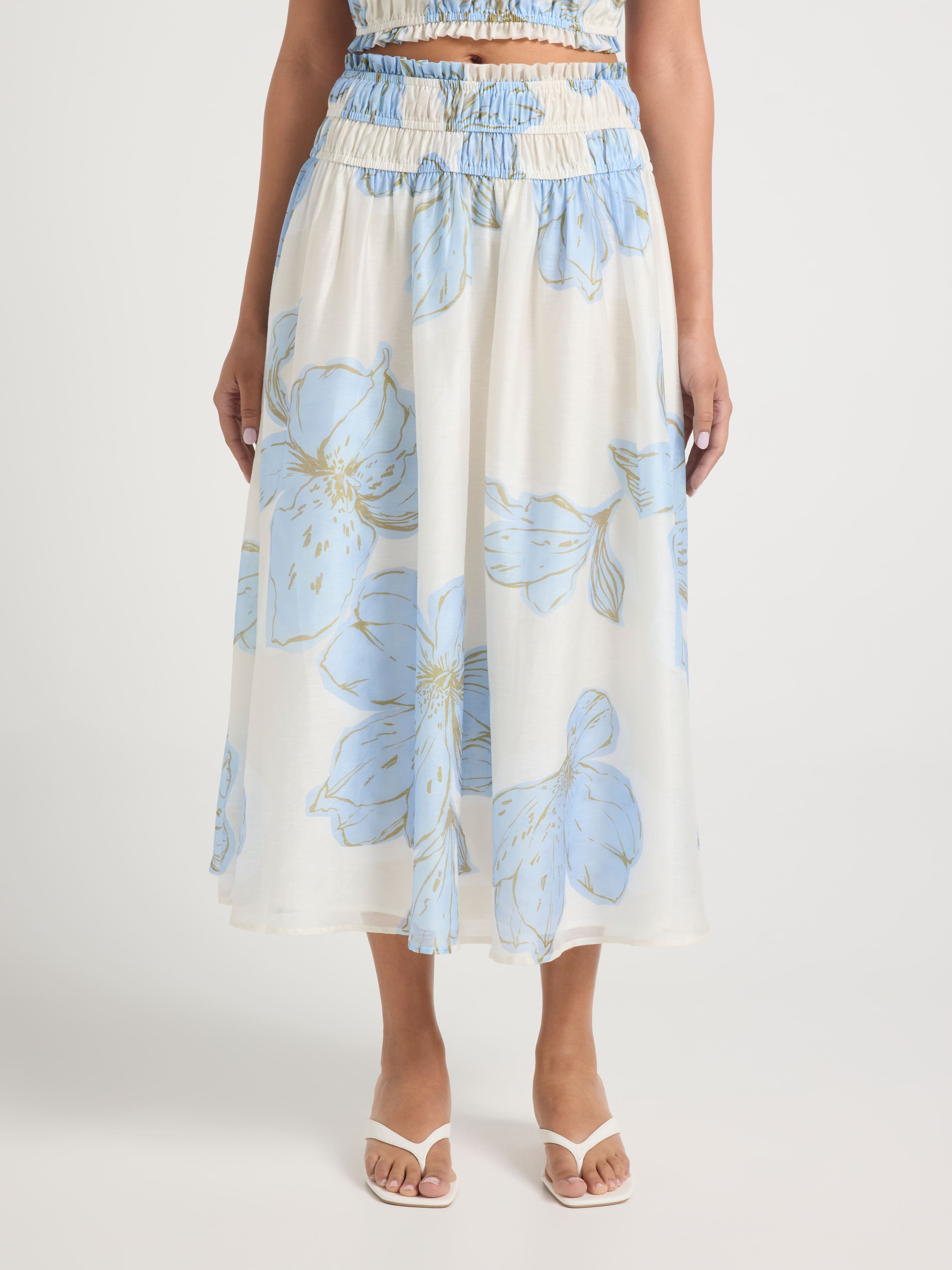 Elodie Shirred Midi Skirt