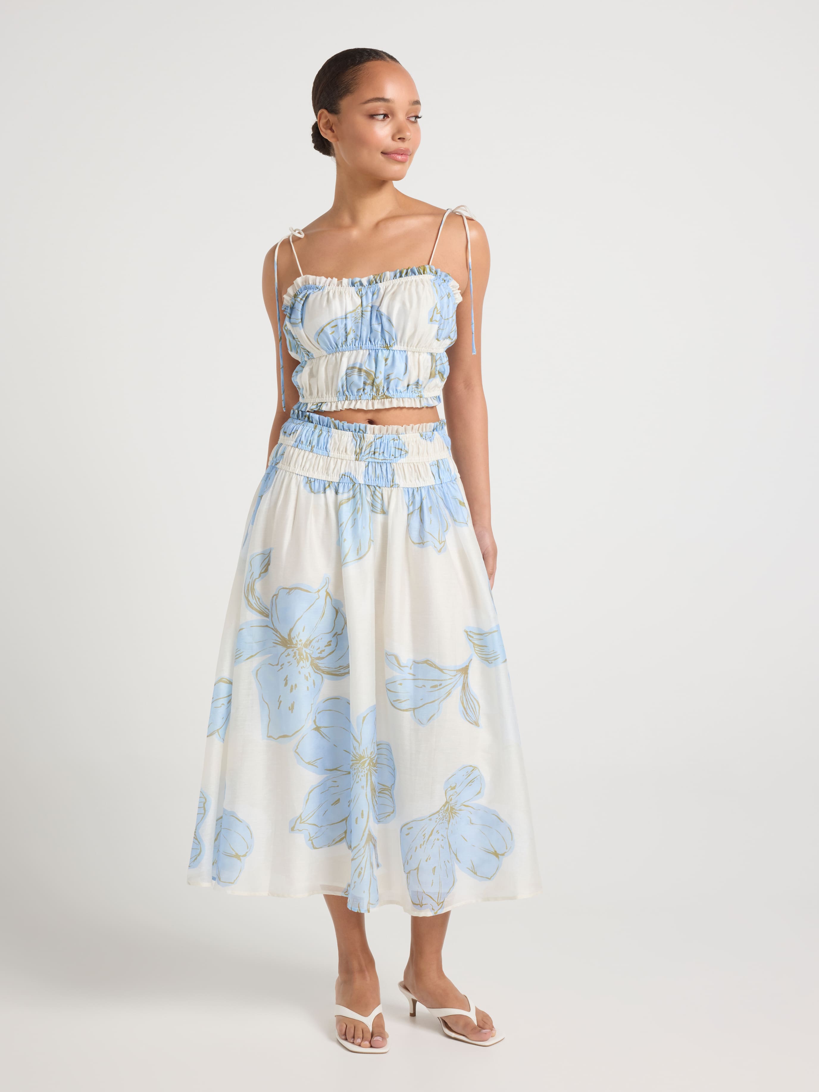 Elodie Shirred Midi Skirt