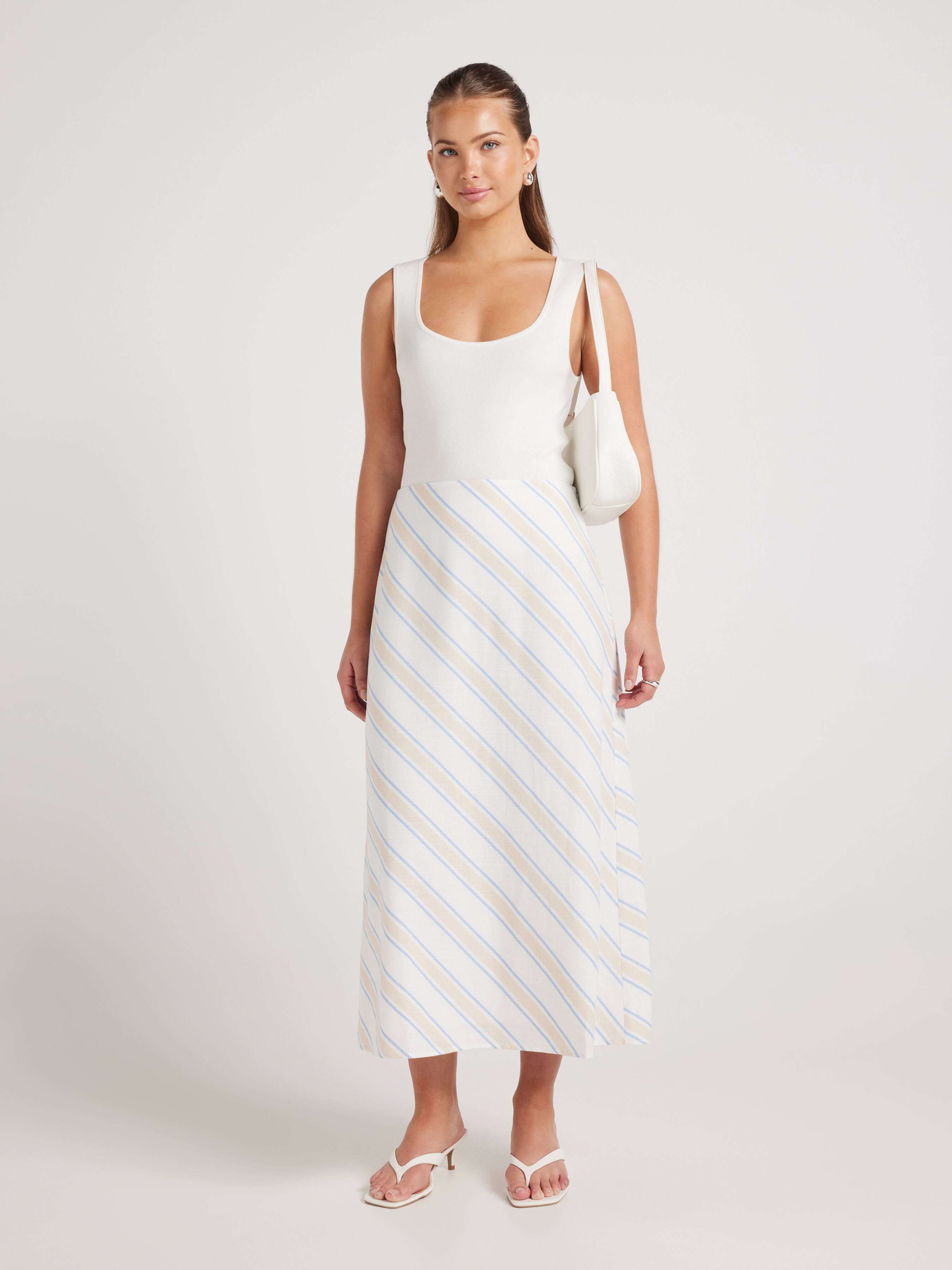 Alexa Linen Blend Midi Skirt