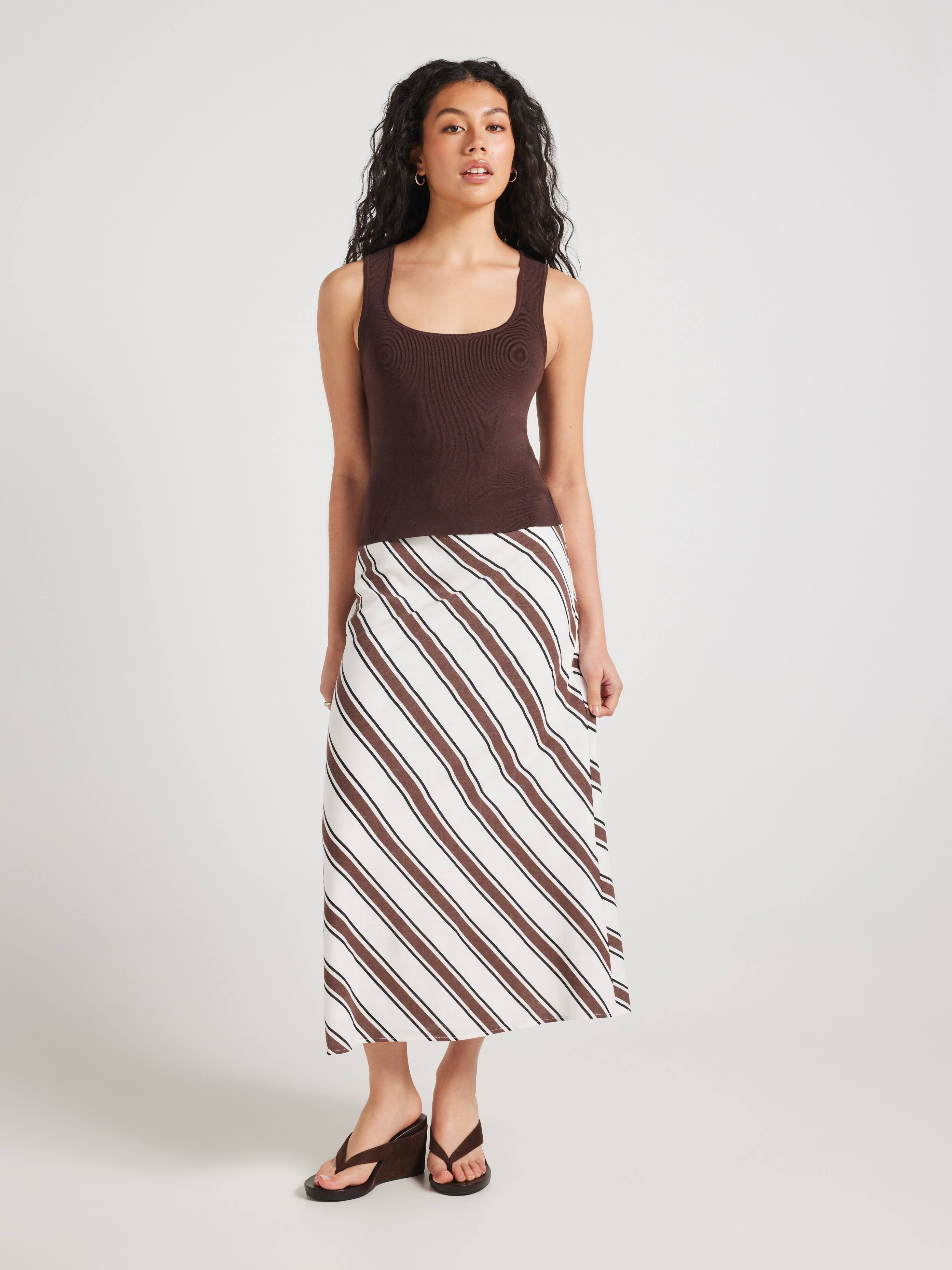 Alexa Linen Blend Midi Skirt