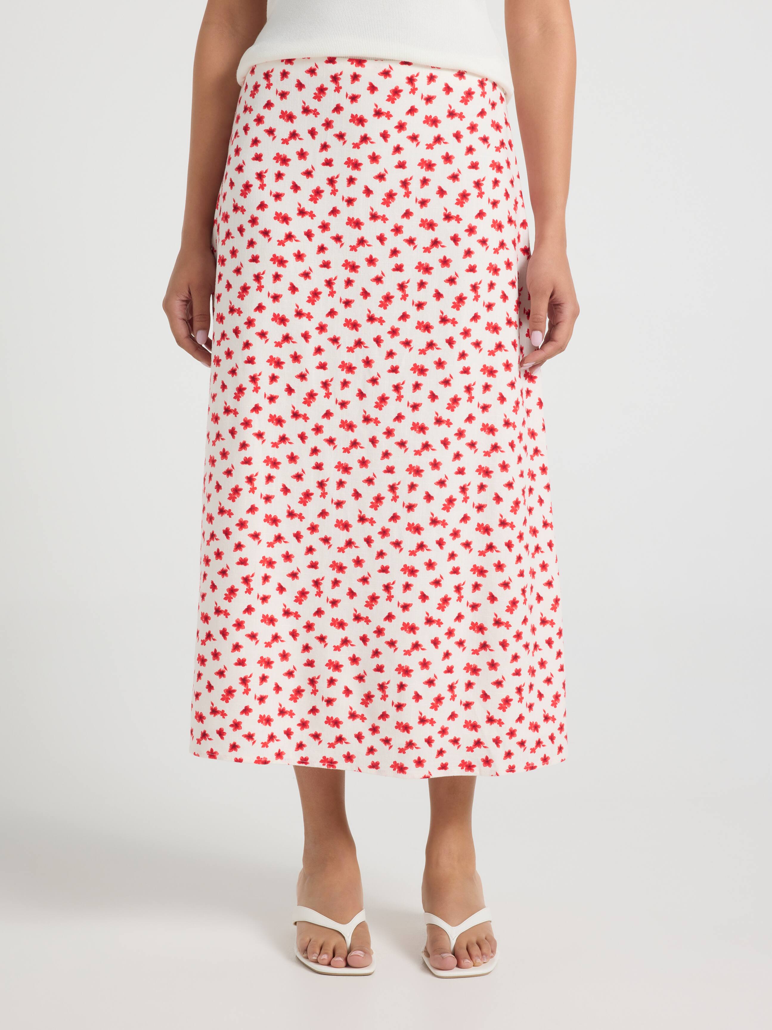 Alexa Linen Blend Midi Skirt