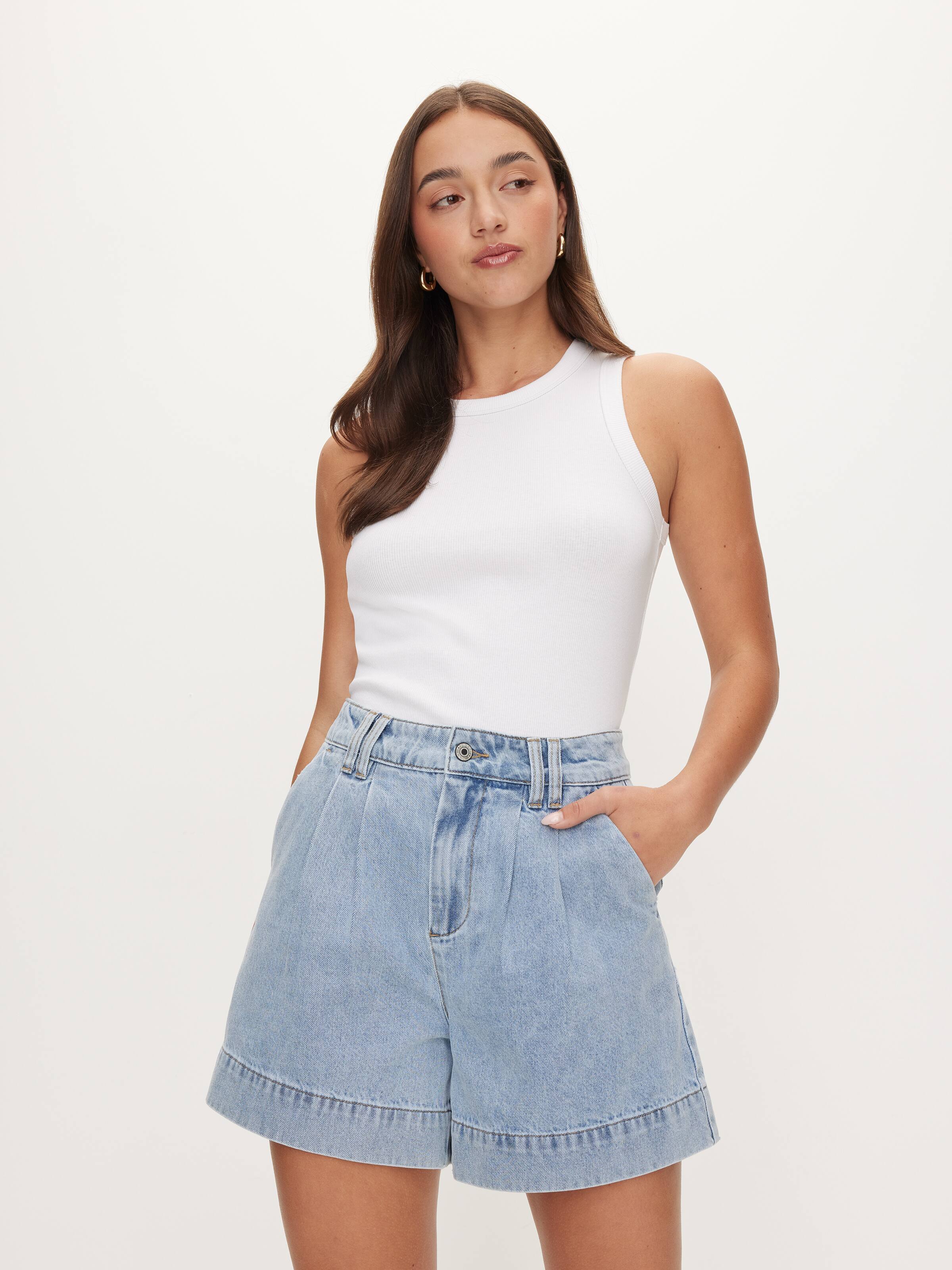 Gracie Pleat Front Bdenim Short