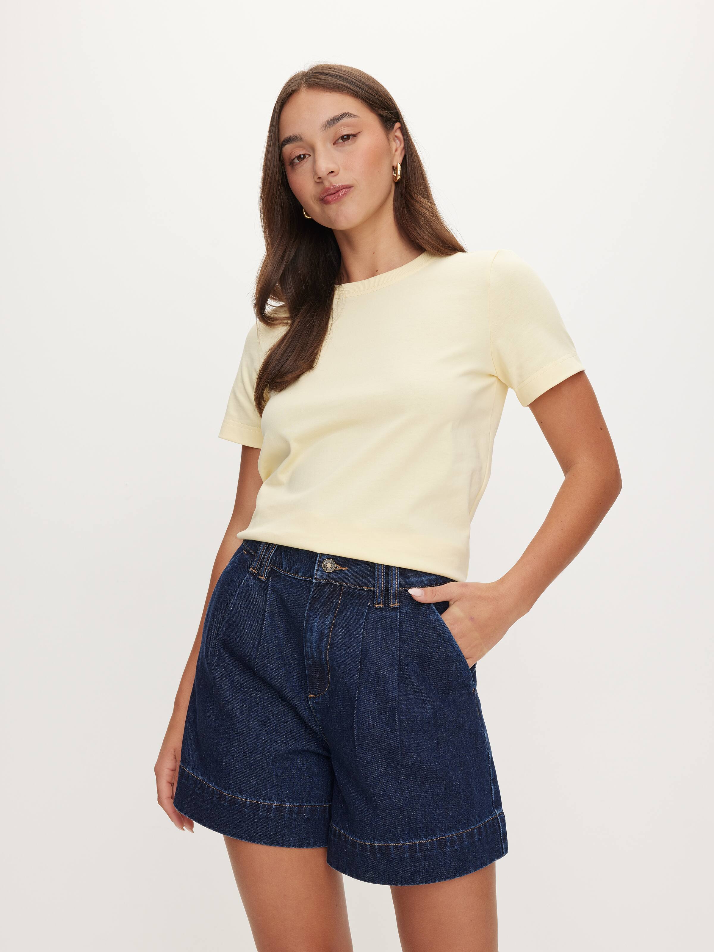 Gracie Pleat Front Denim Short
