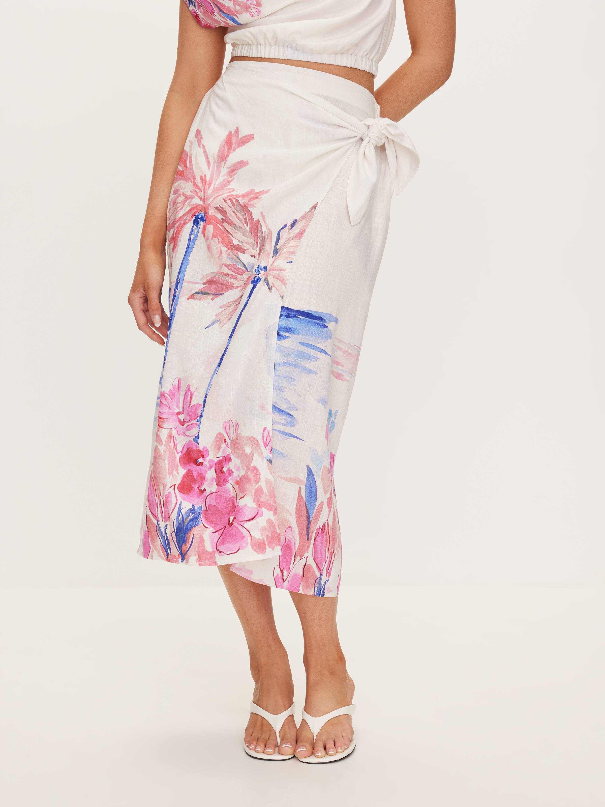 Ocean Wrap Midi Skirt