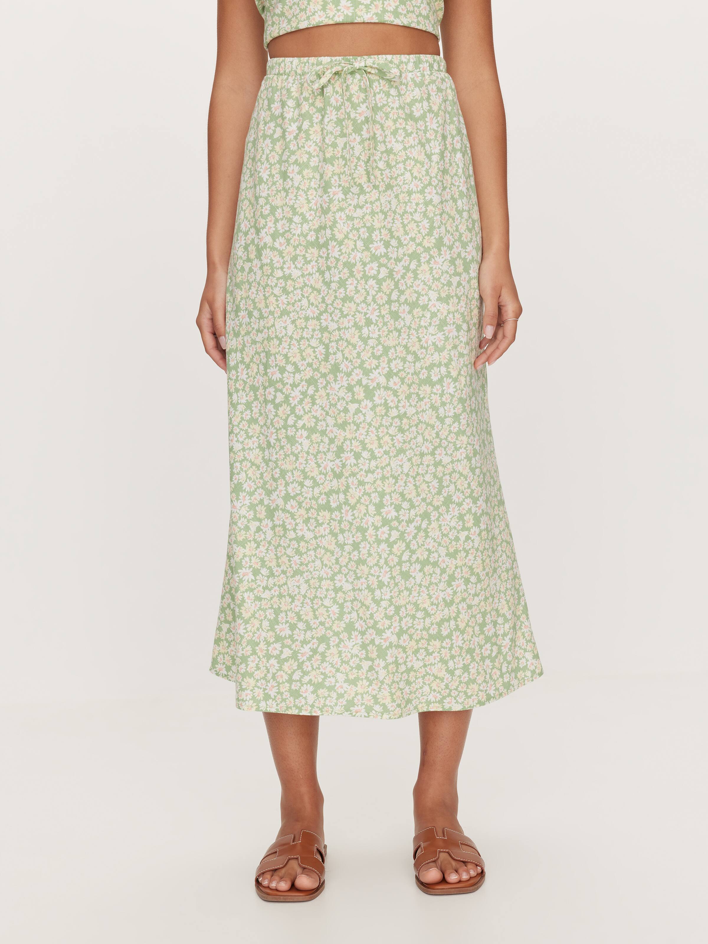 Layla Tie Front Midi Skirt