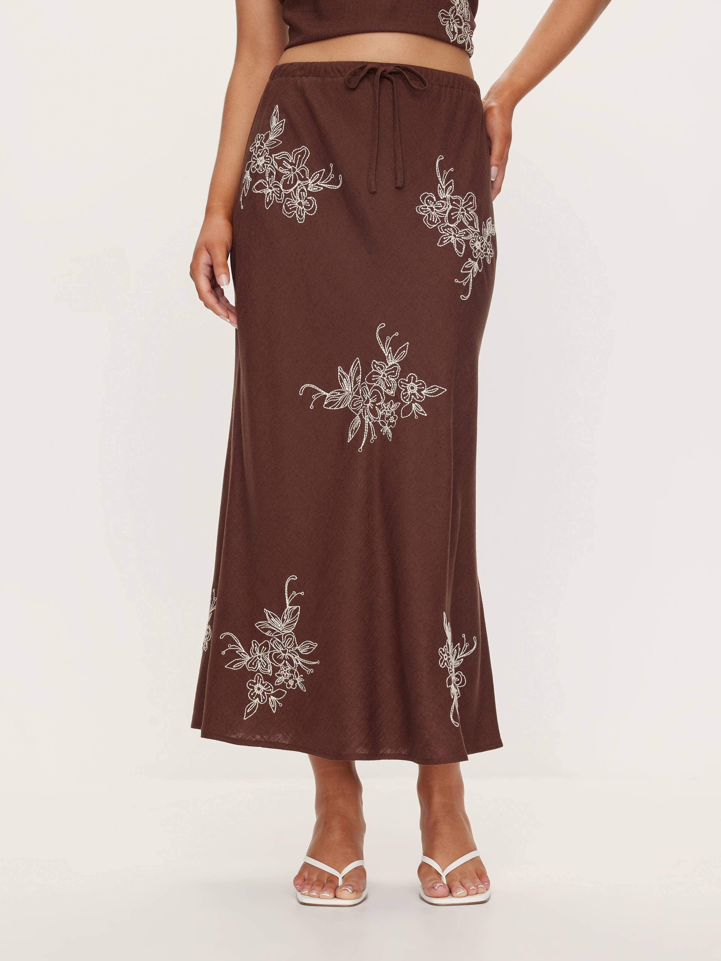Gracella Embroidered Midi Skirt