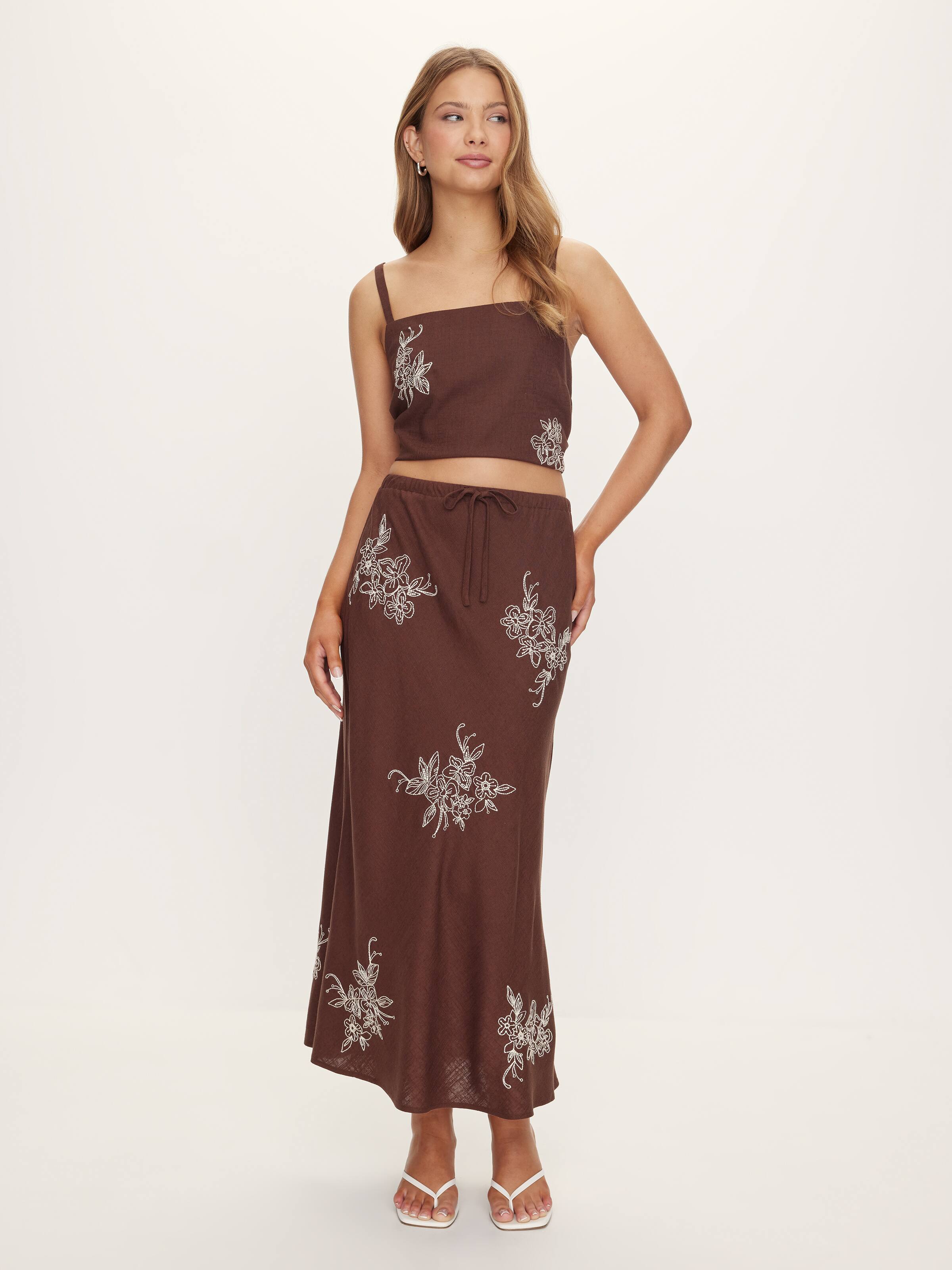 Gracella Embroidered Midi Skirt