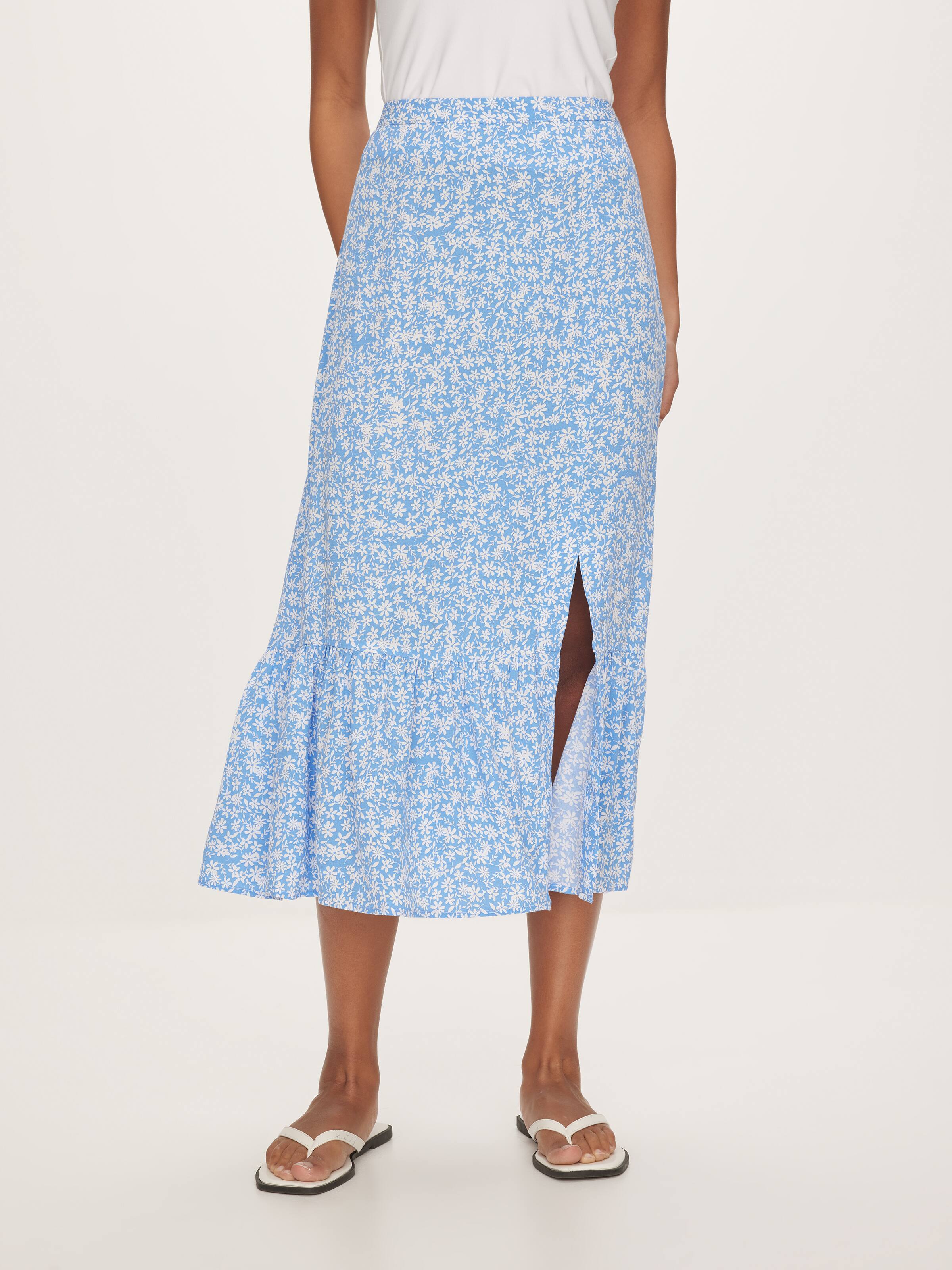 Liana Ruffle Split Midi Skirt