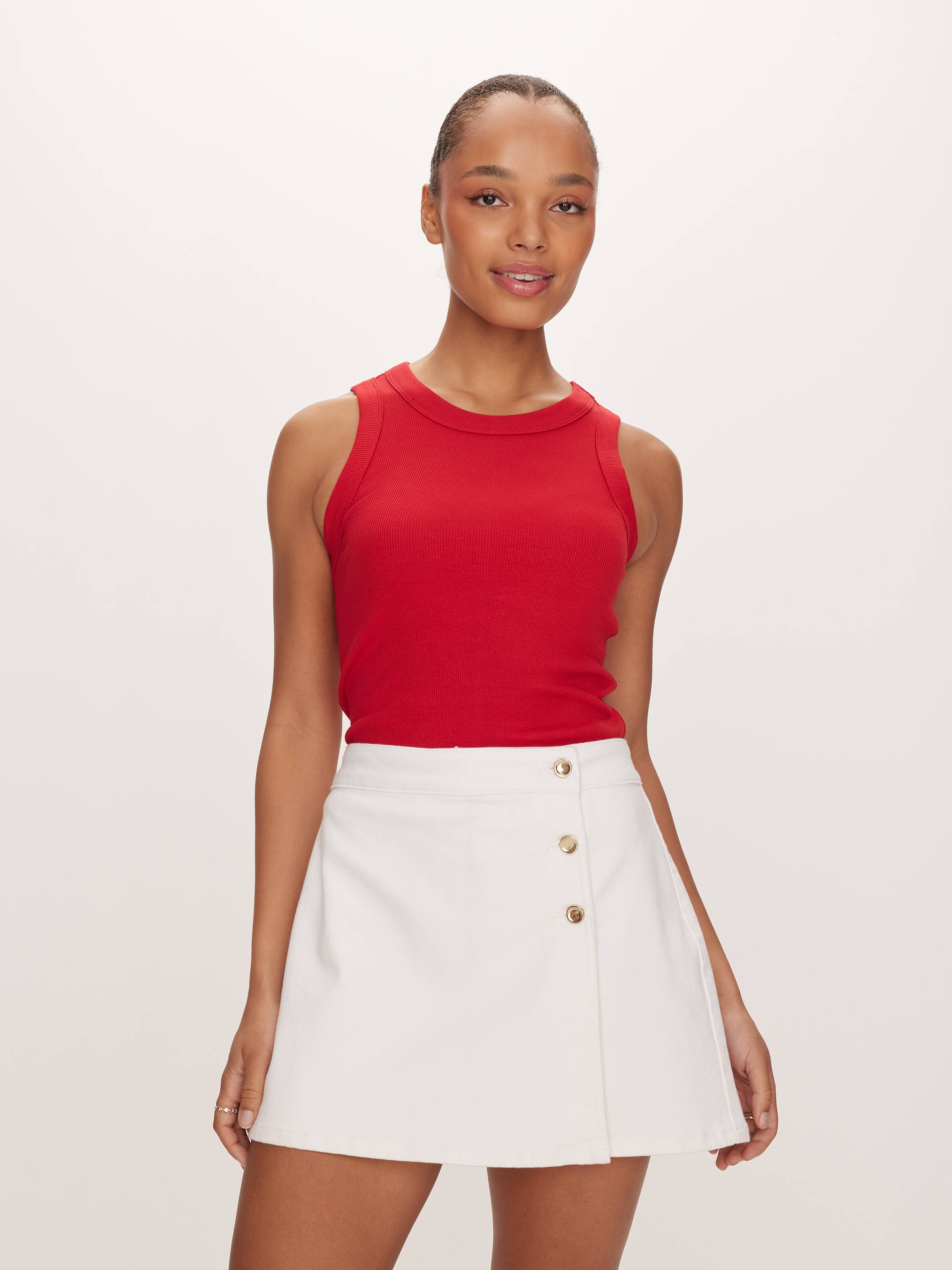 Sandy Button Front Denim Skort