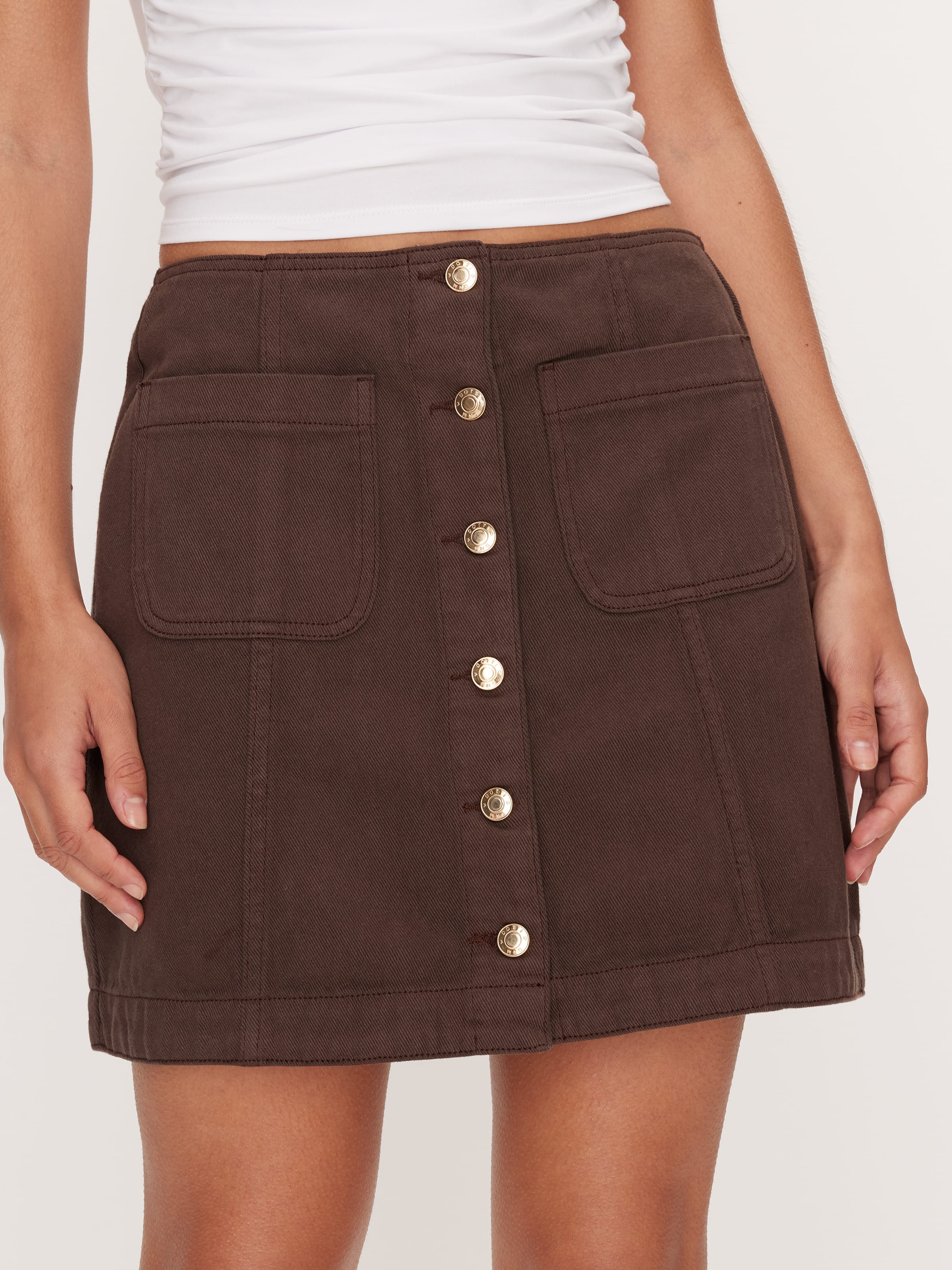 Eloise Button Through Mini Skirt