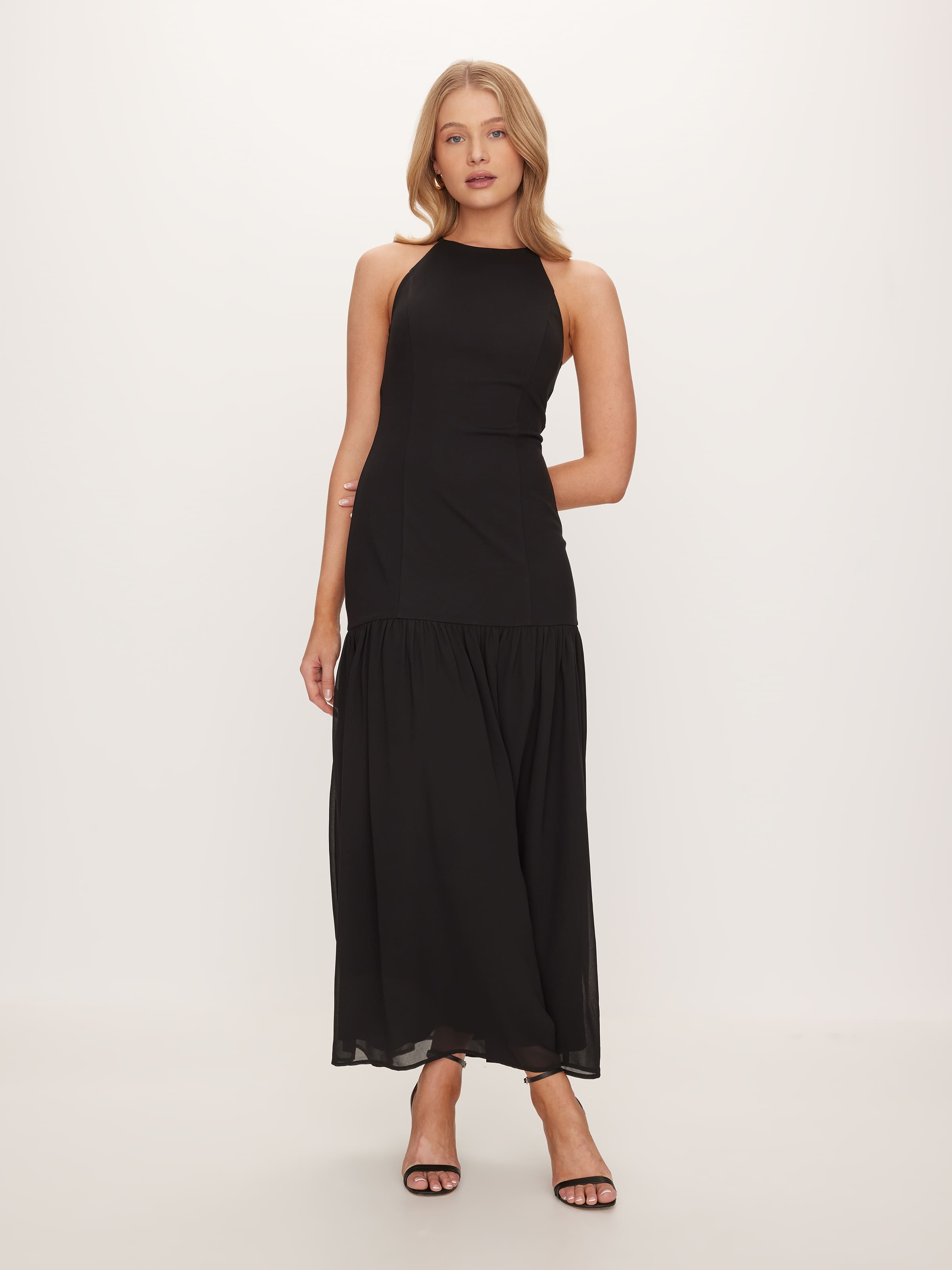 Noreen Knit Woven Midi Drs