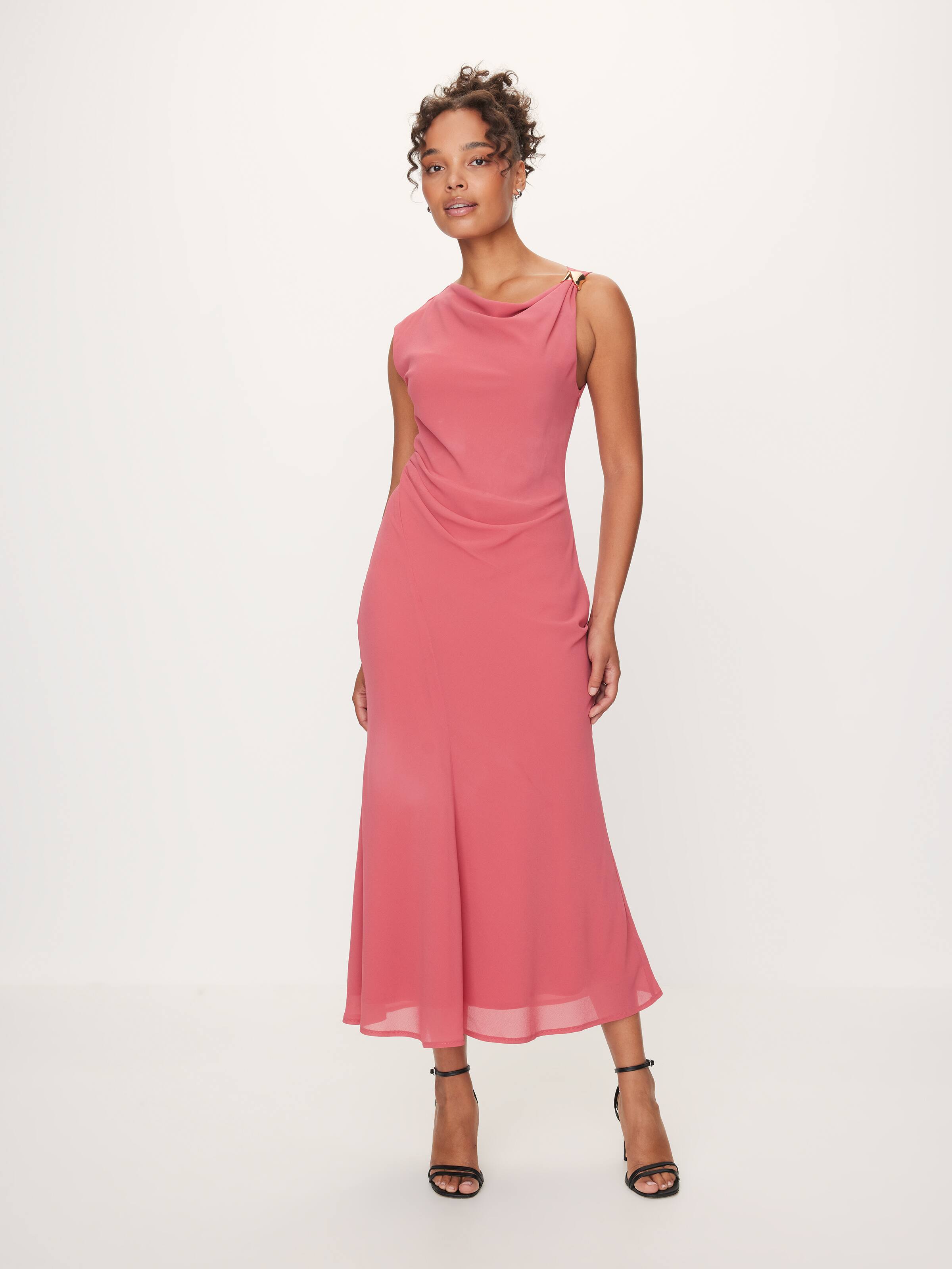 So Amanda Gold Trim Midi Dress