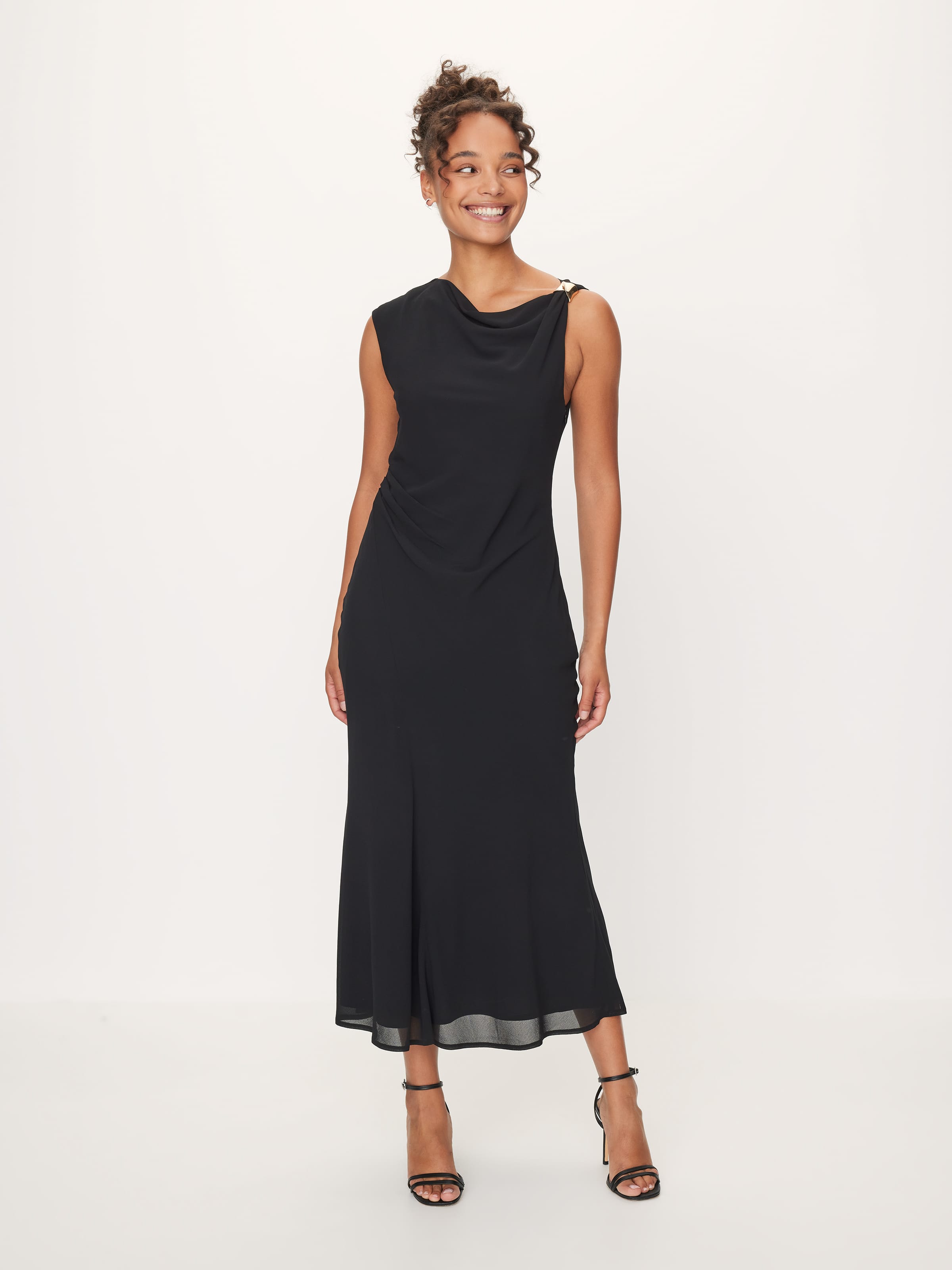 Amanda Gold Trim Midi Dress