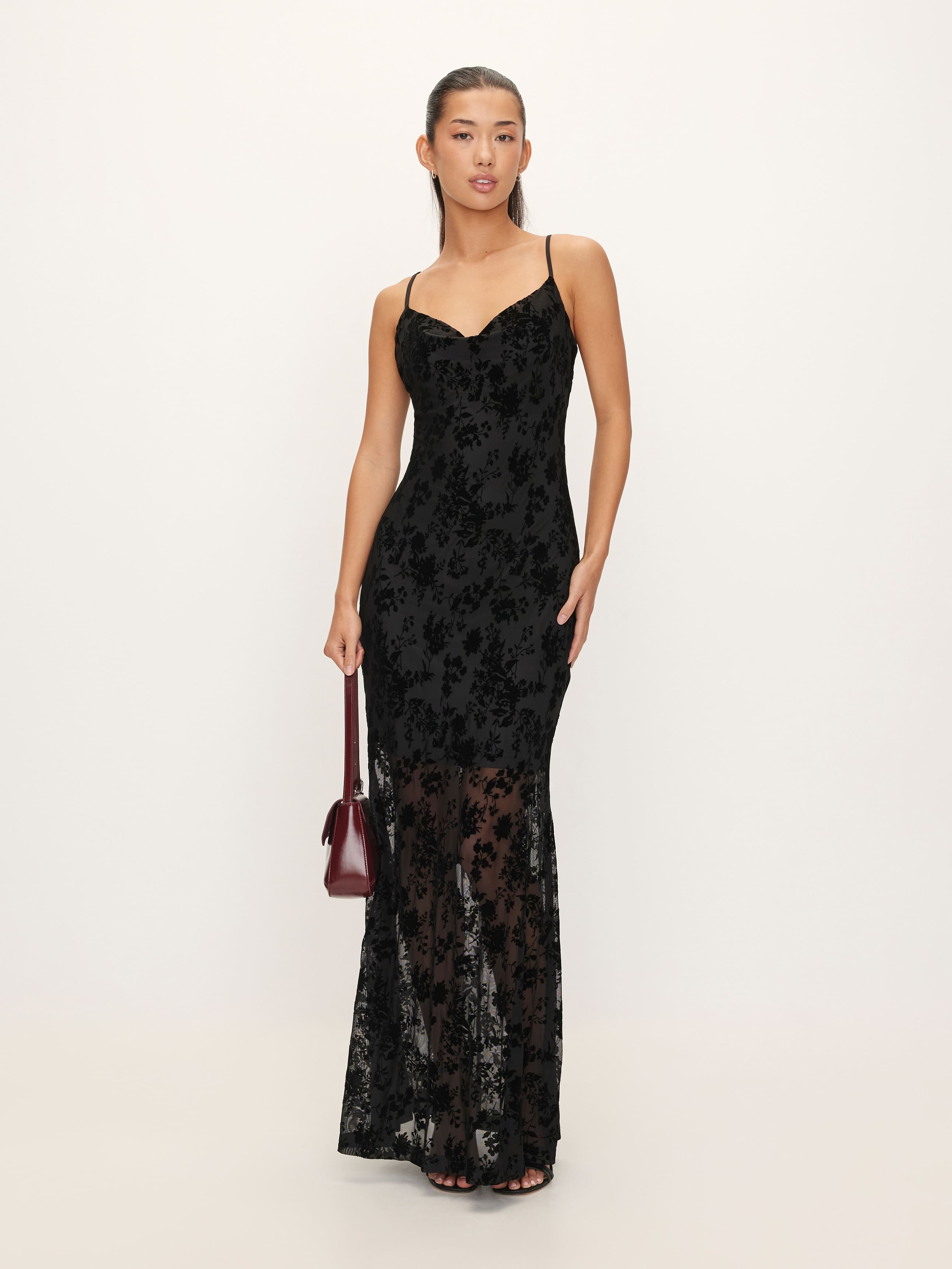 Goldie Flocked Maxi Dress