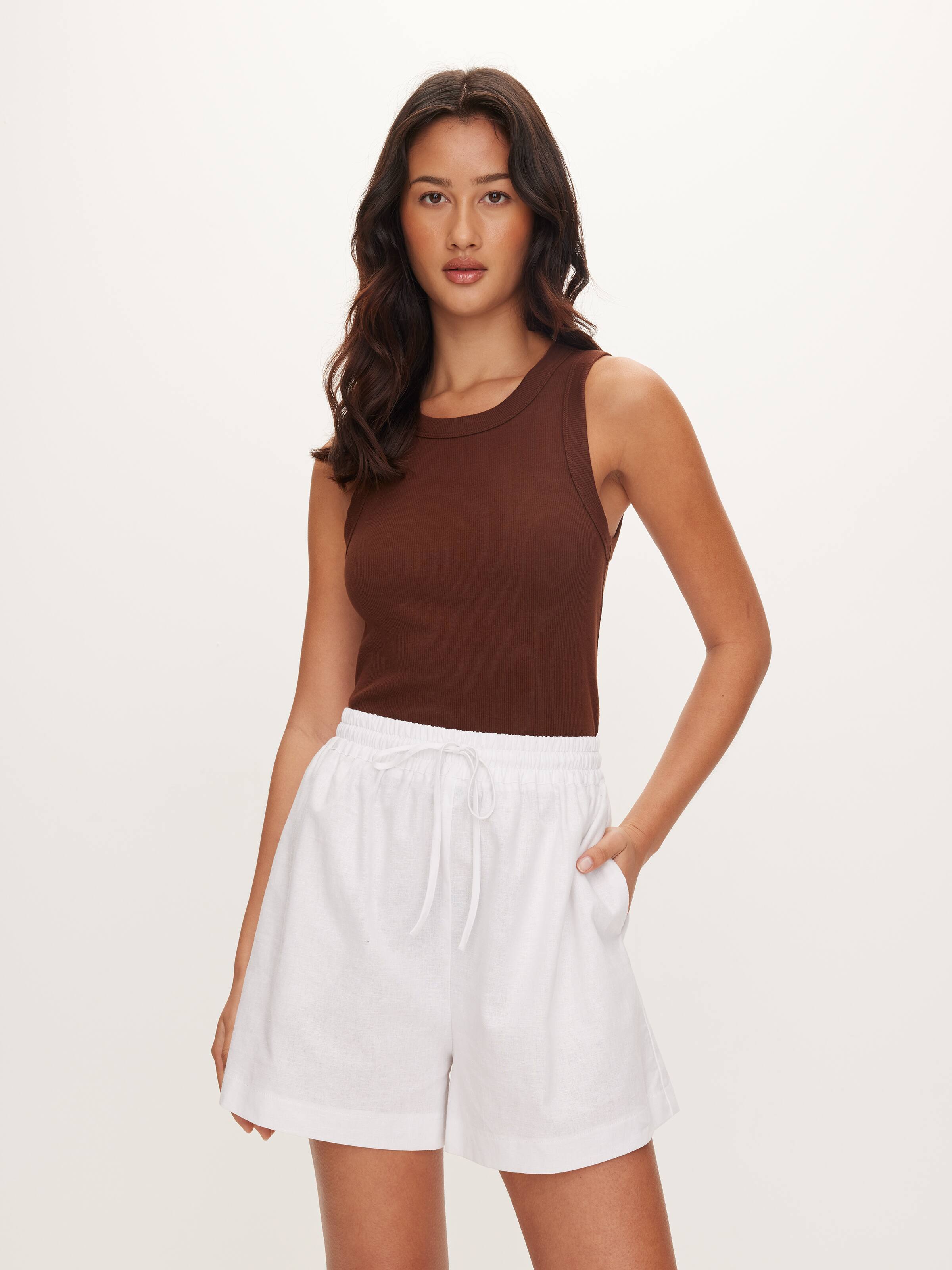 Carina Linen Blend Tie Front Short