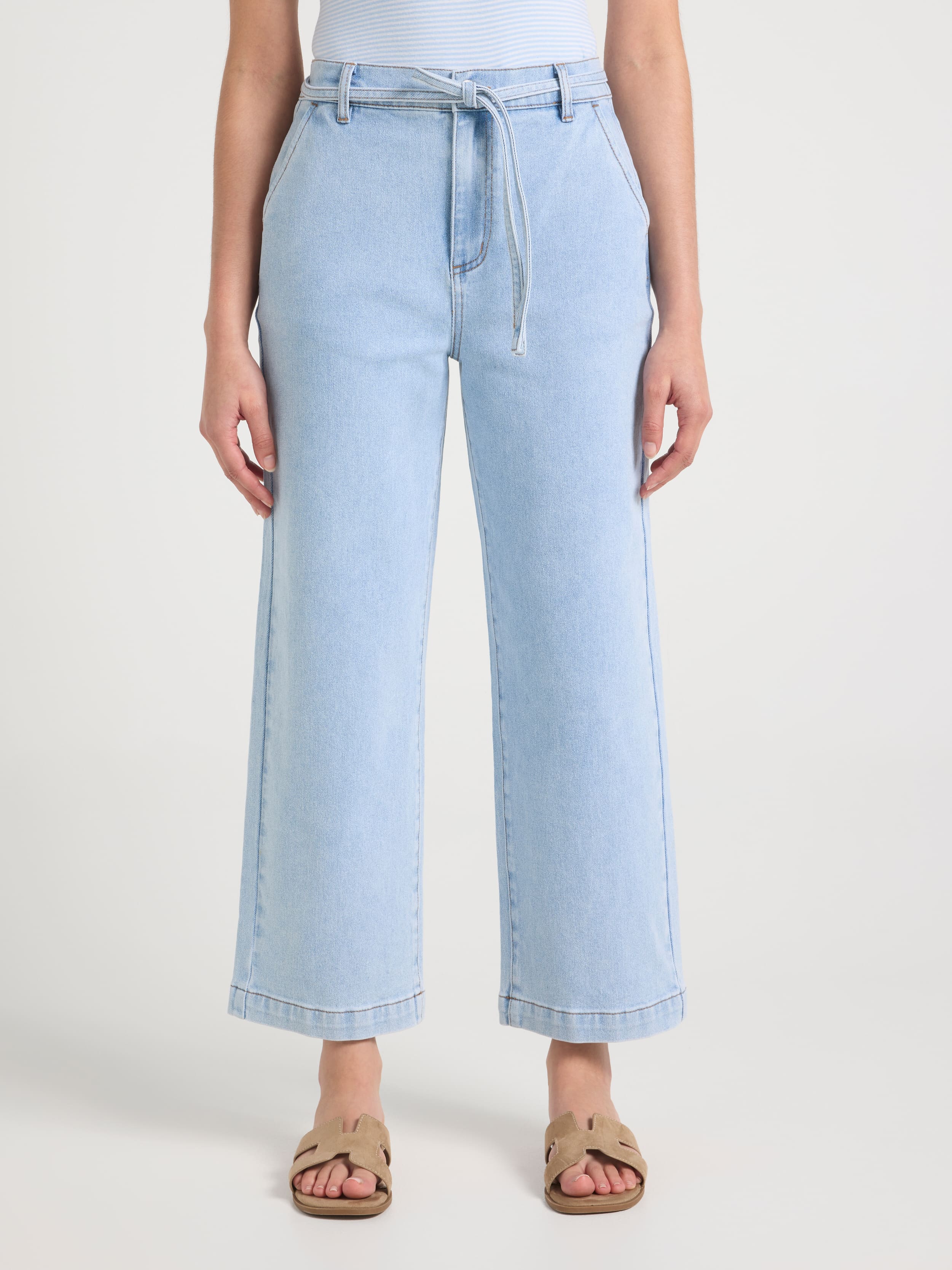 Bobbi Wide Leg Tie Crop Pant