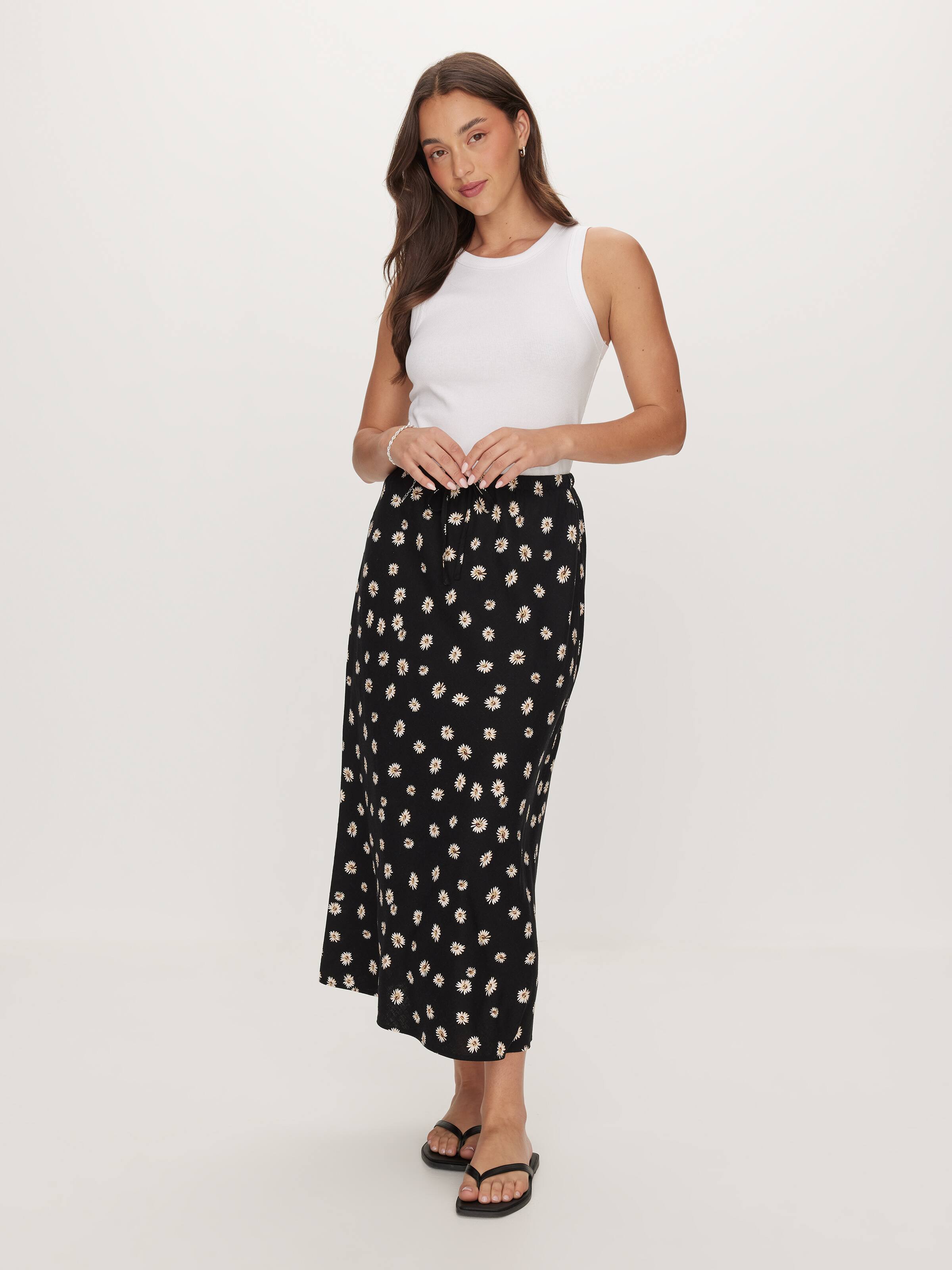 Gracie Tie Front Midi Skirt