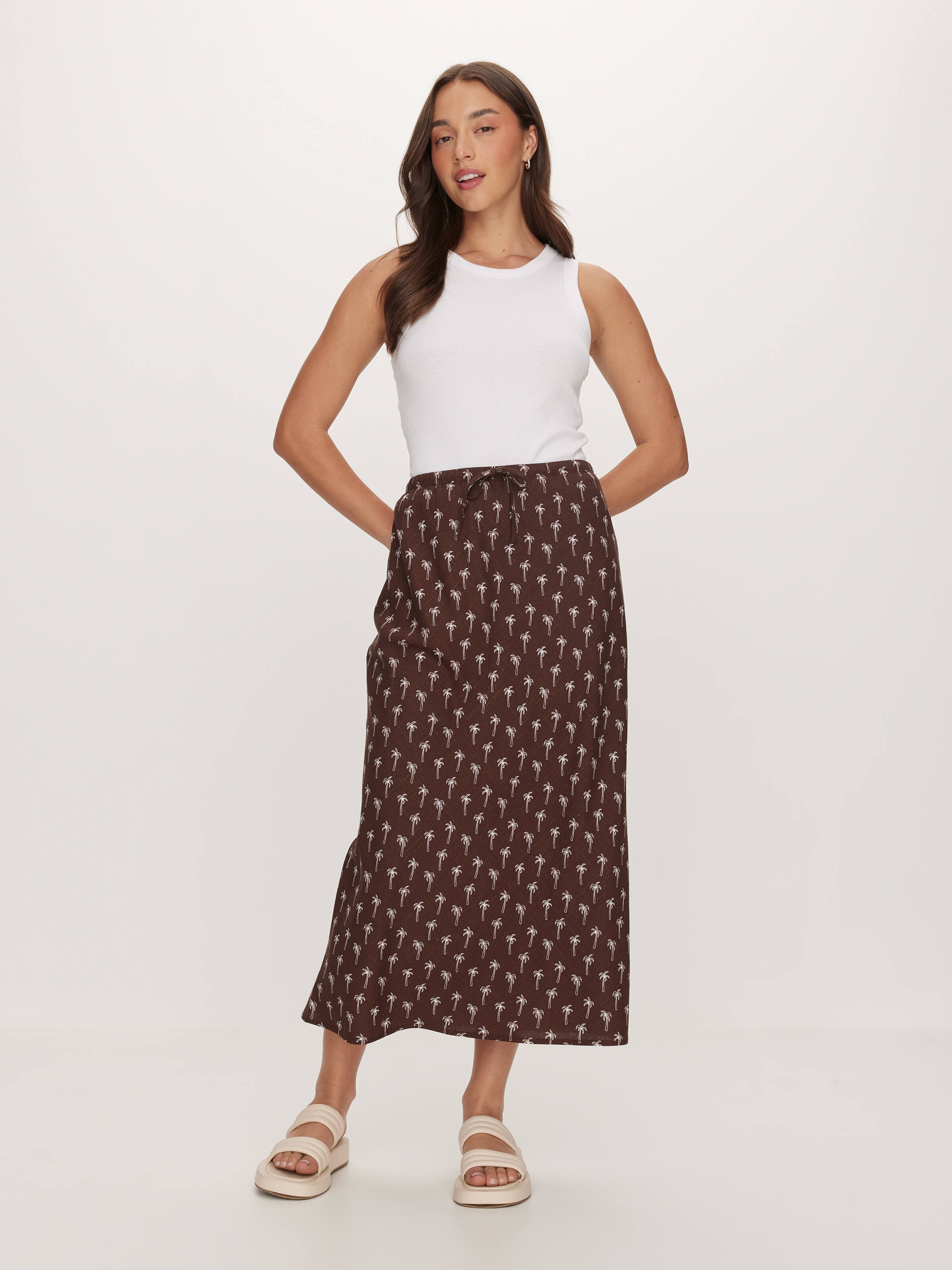 Gracie Tie Front Midi Skirt