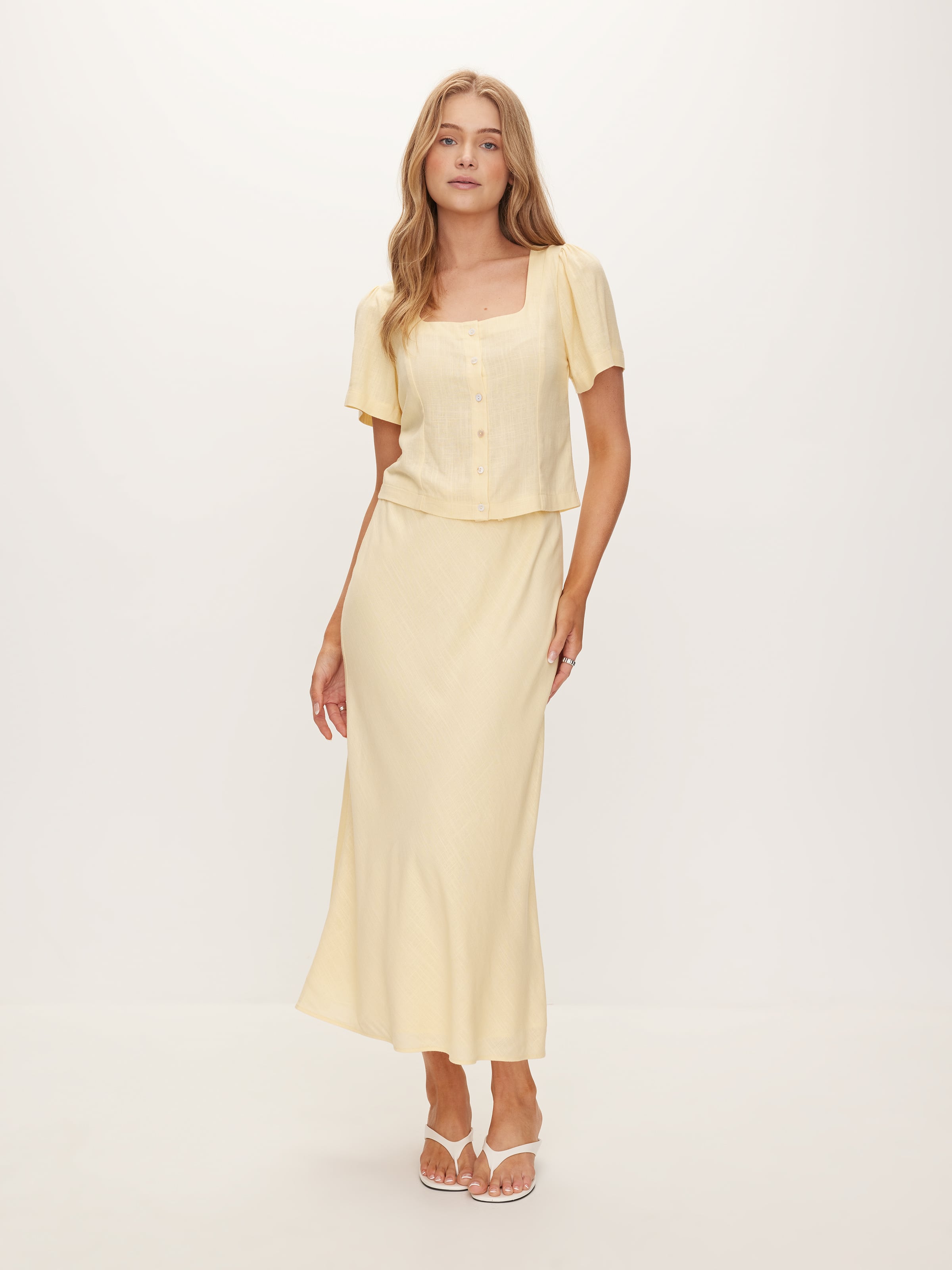 Gracie Tie Front Midi Skirt