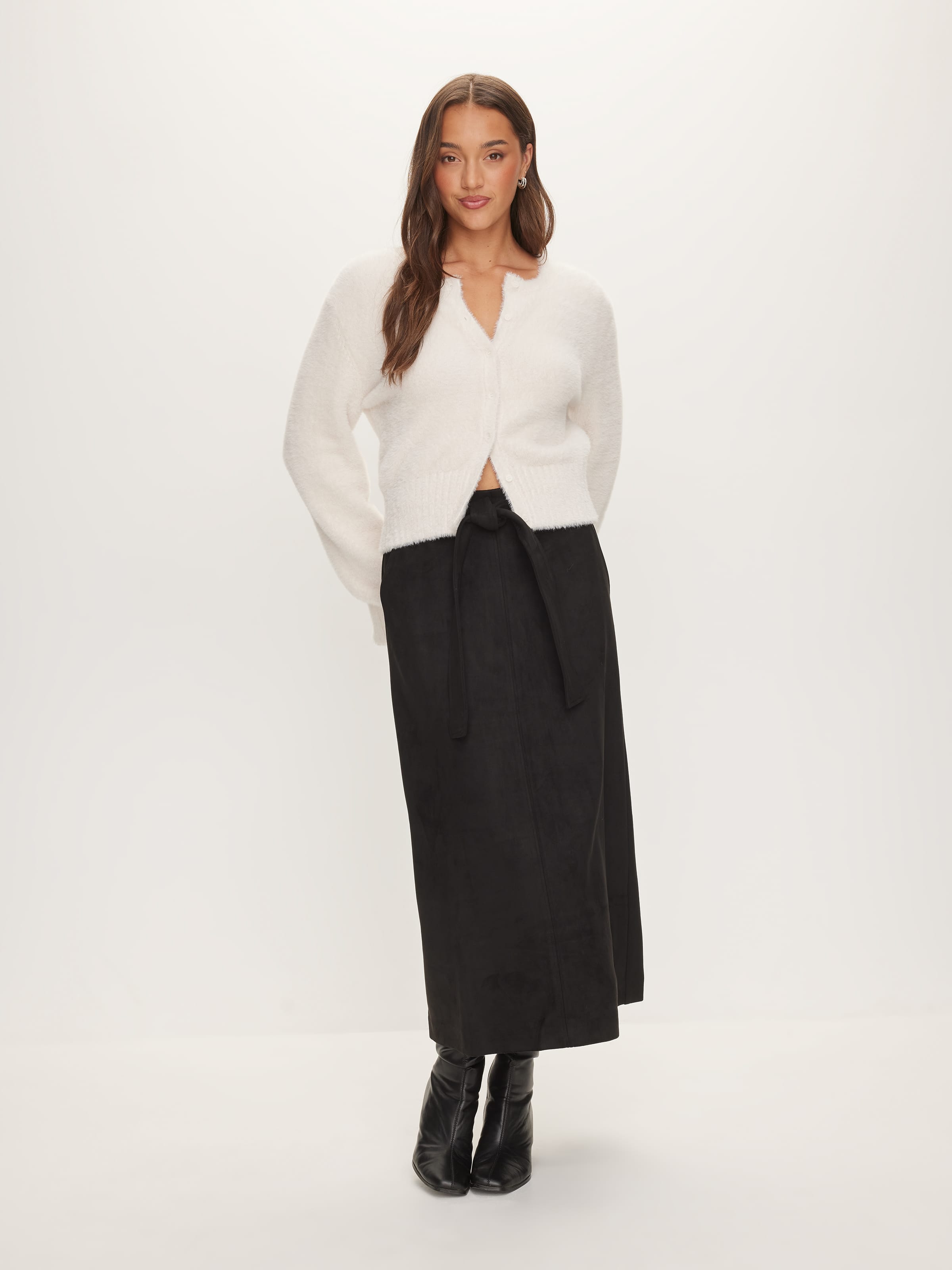 Claudia Suedette Midi Skirt
