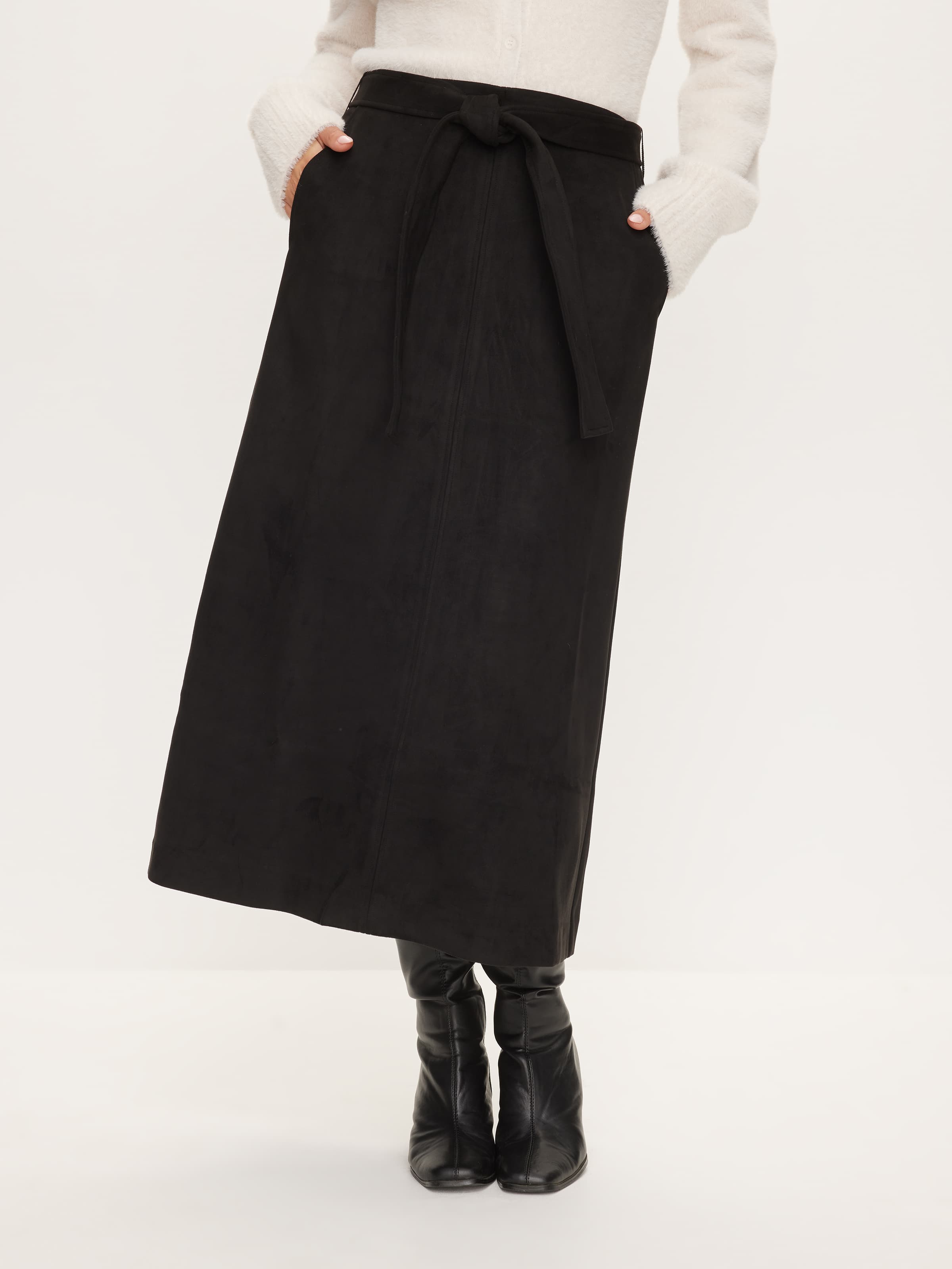 Claudia Suedette Midi Skirt